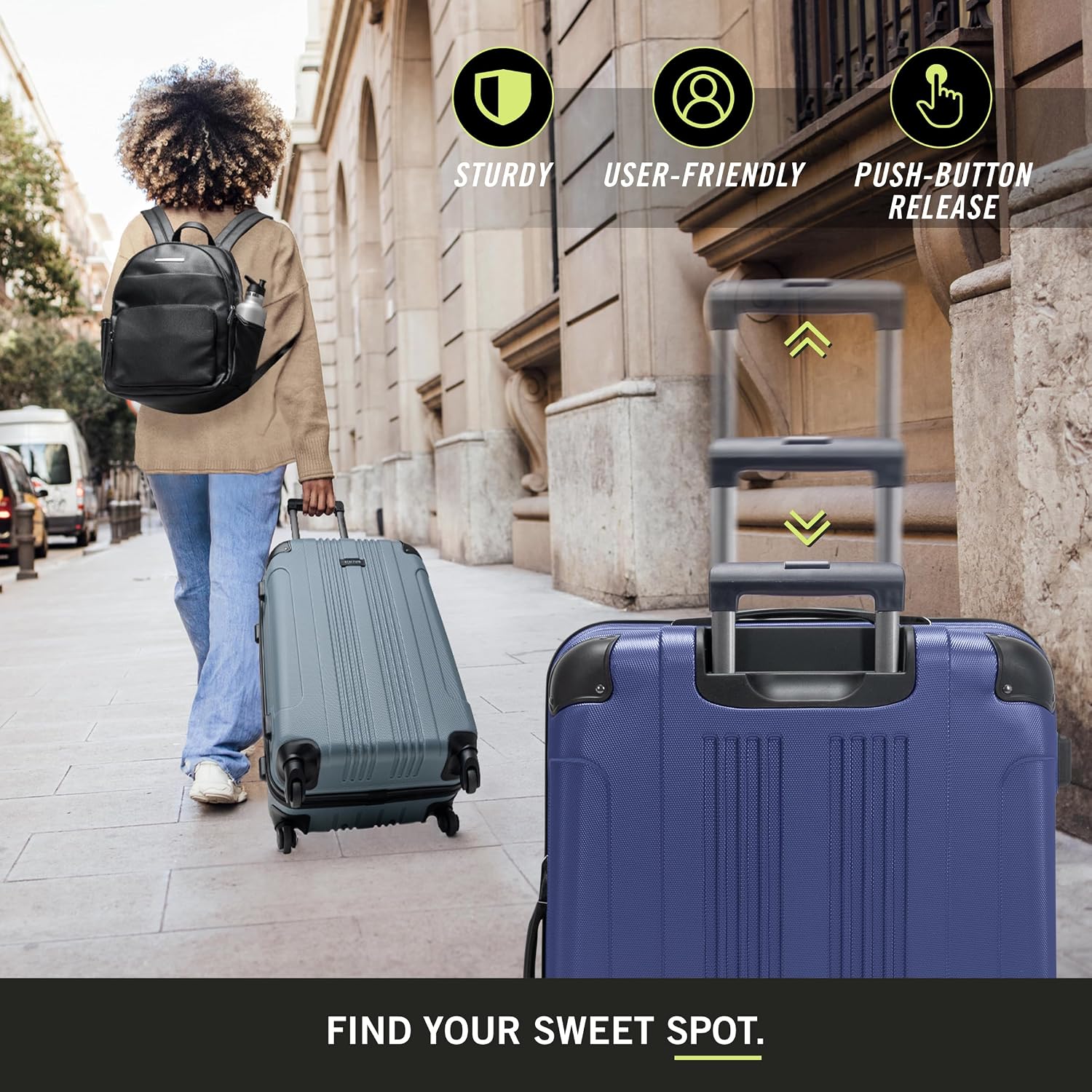 Kenneth Cole REACTION Out of Bounds Lightweight Hardshell 4-Wheel Spinner Luggage, Teal, 20-Inch Carry On