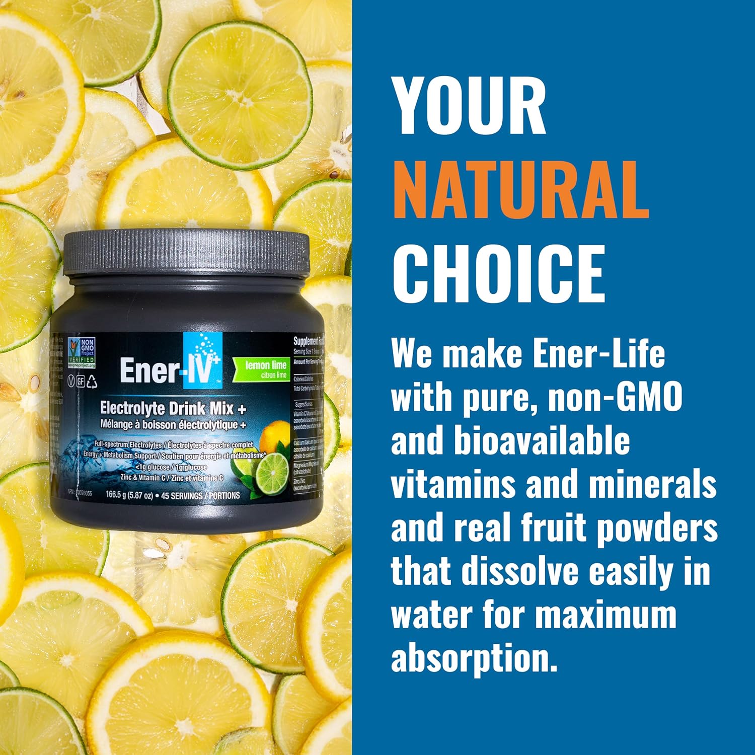 Ener-IV Electrolyte Drink Mix, Natural Flavors - Mixed Berry, 45 Servings