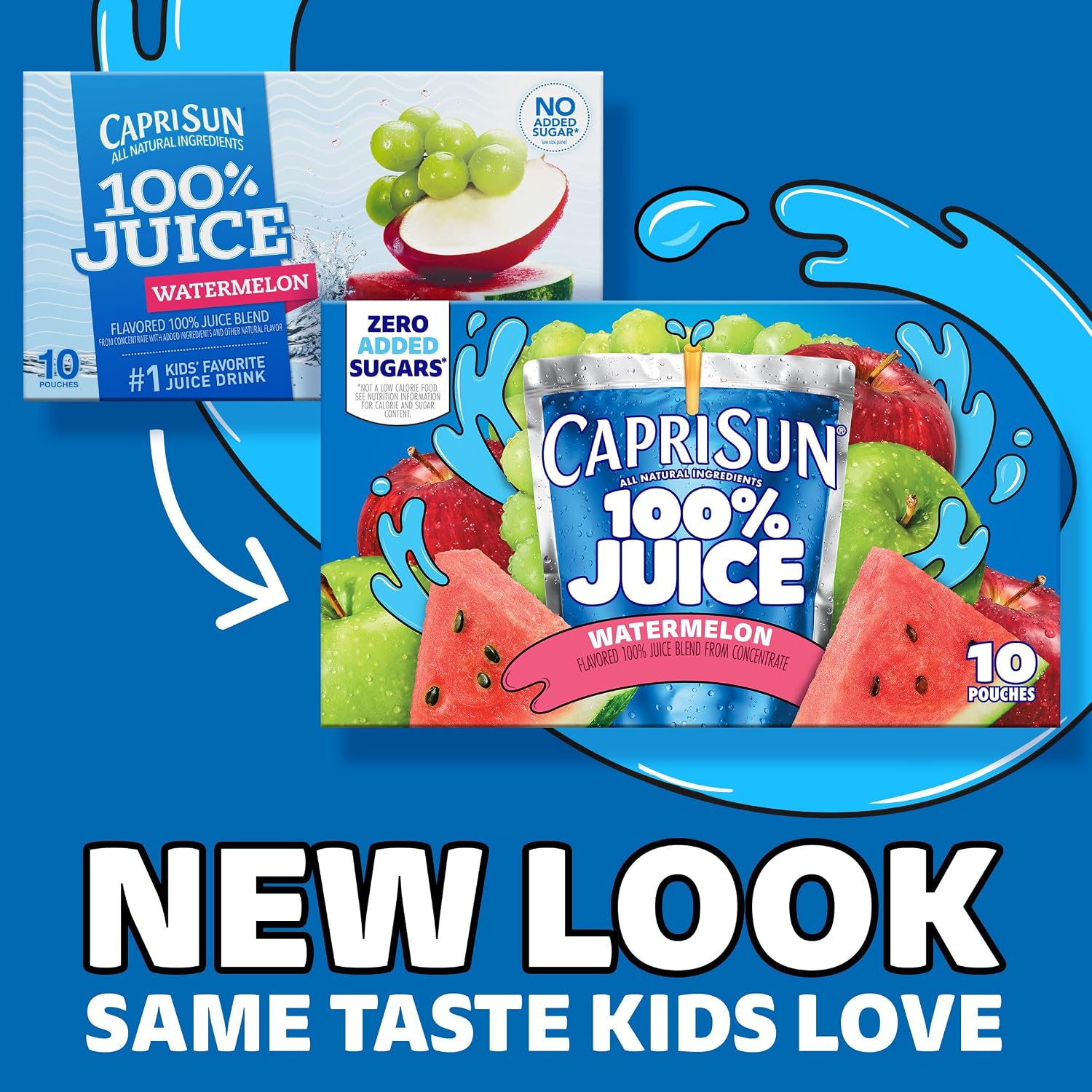 Capri Sun 100% Juice from Concentrate, 10 Pouches Apple Juice, 6 fl oz | for School Lunches and On-the-Go Hydration, All Natural Ingredients, No Artificial Colors, Flavors Or Preservatives
