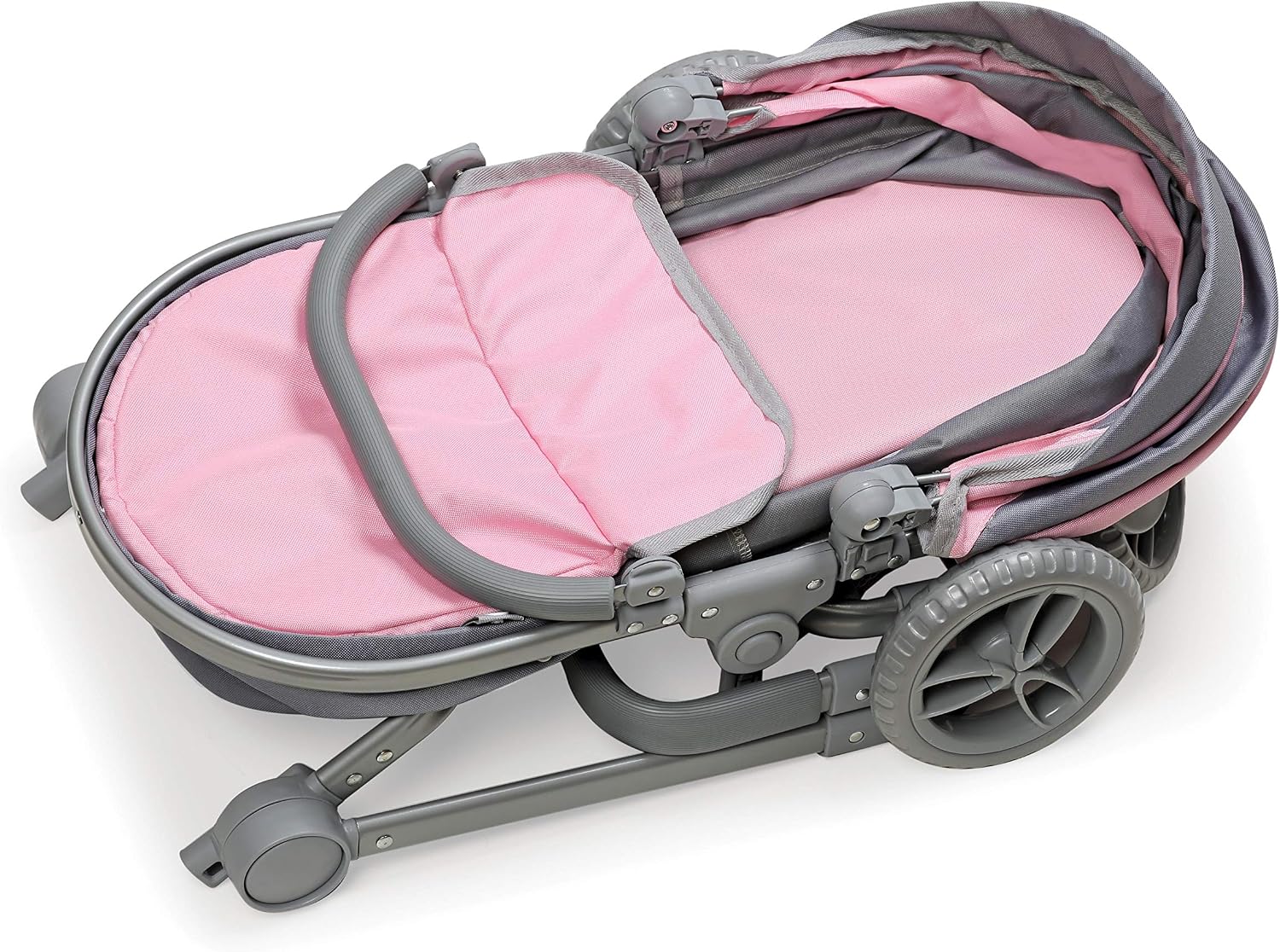 Badger Basket Foldable Doll Stroller & Pram with Canopy - Gray/Pink