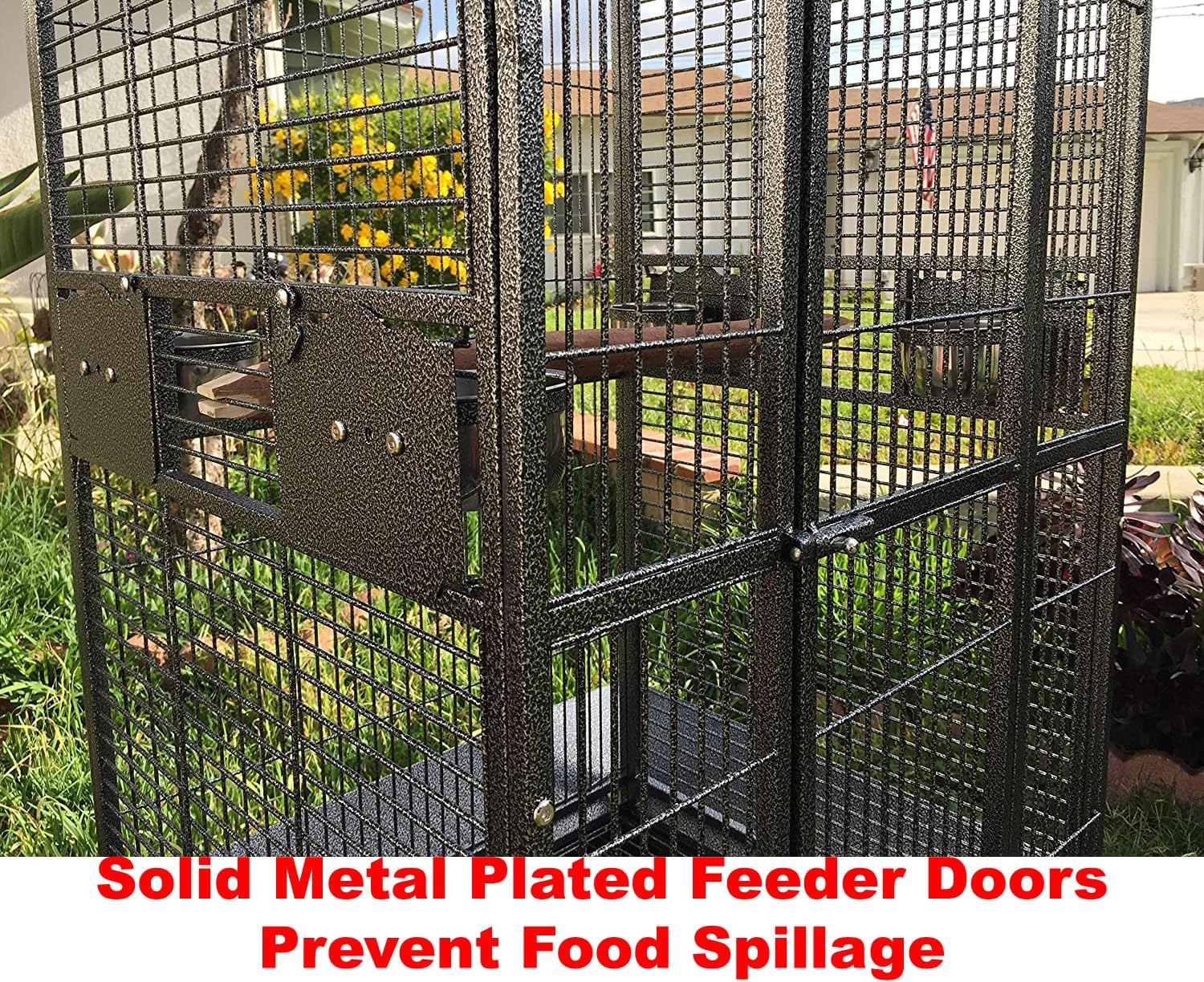 Extra Large Wrought Iron Open/Close Play Top Bird Parrot Cage, Include Metal Seed Guard Solid Metal Feeder Nest Doors Overall Dimensions: 35.25" Wx29.5"x62"H(with Seed Skirt)