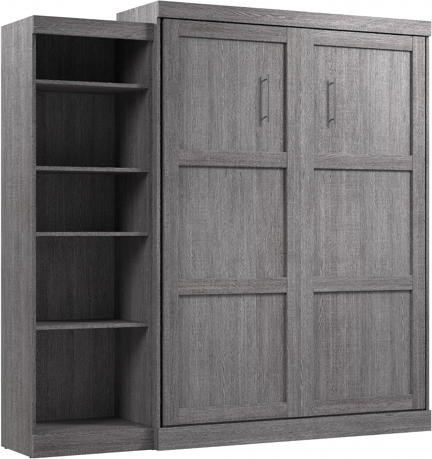 Bestar Pur Queen Murphy Bed, 65-inch Space-Saving Sleeping Arrangement for Multipurpose Area, Bedroom, Guest Room, or Living Room | Dual piston mechanism; for guest room or multipurpose space; Shaker-inspired trim with metal handles