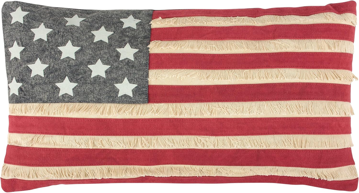 Primitives by Kathy 30505 Patriotic Throw Pillow, 19 x 10-Inch, American Flag