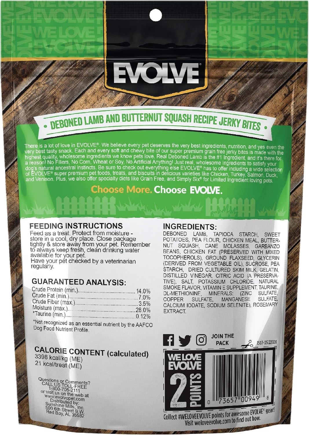 Evolve Grain Free Salmon and Sweet Potato Jerky Bites Dog Treats