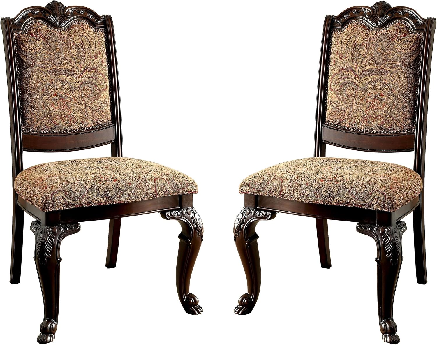 Furniture of America Ferrara Elegant Dining Chair, Brown Cherry, Set of 2 (IDF-3319F-SC)
