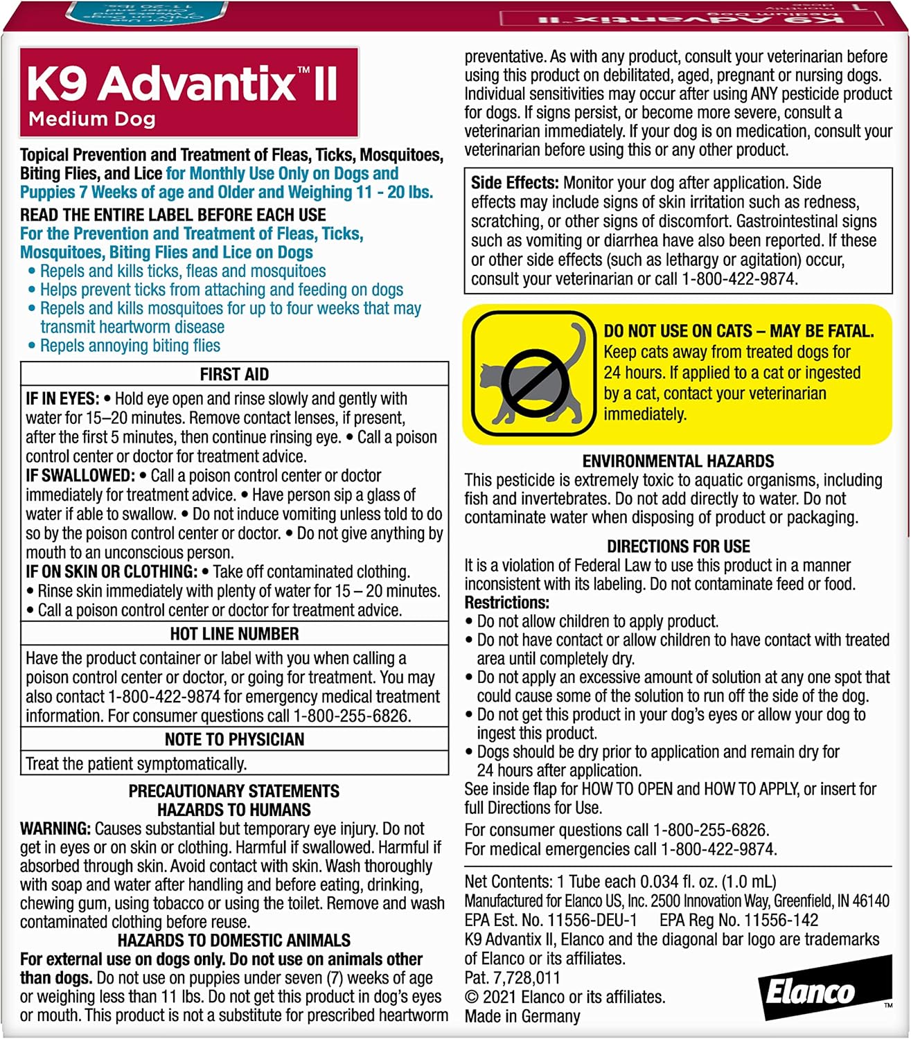 K9 Advantix II Medium Dog Vet-Recommended Flea, Tick & Mosquito Treatment & Prevention | Dogs 11-20 lbs. | 6-Mo Supply