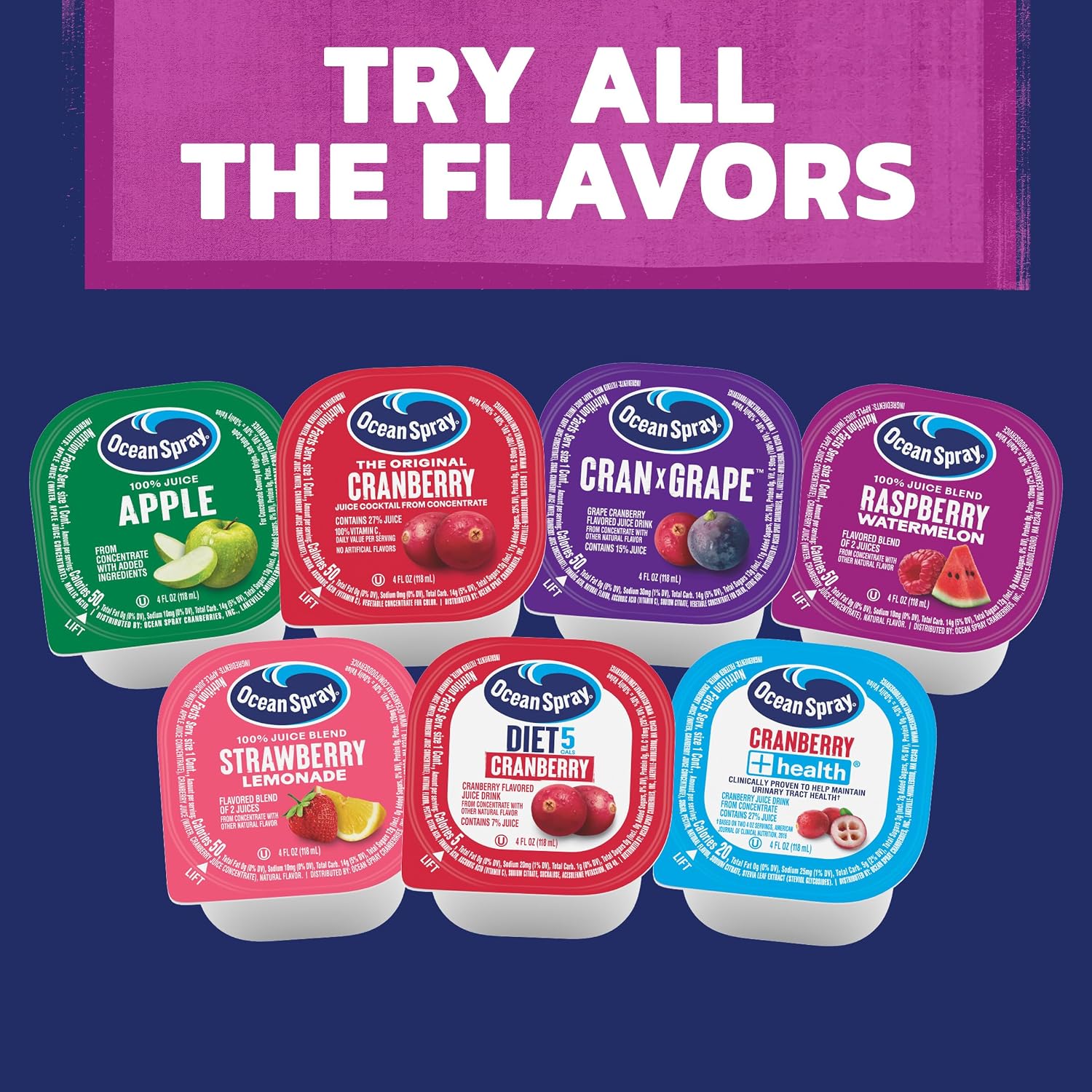Ocean Spray Cran-Grape Juice Cups 4 Ounce (Pack of 48)