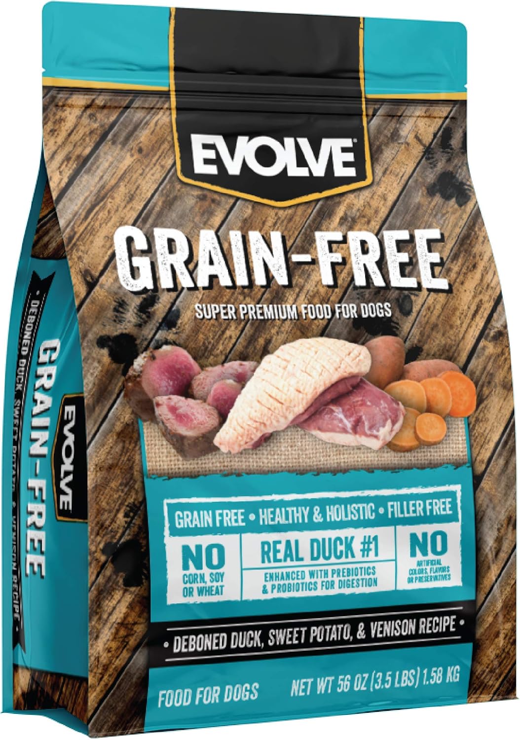 Evolve Grain Free Deboned Duck, Sweet Potato & Venison Recipe Dry Dog Food, 3.5 lb.