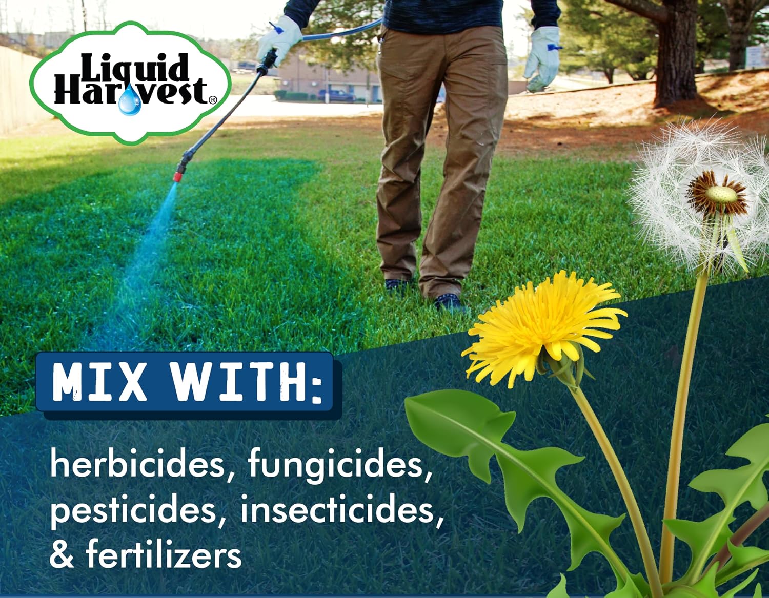 Liquid Harvest Lazer Blue Concentrated Spray Pattern Indicator 8 Ounces Perfect Weed Dye, Herbicide Fertilizer Marking Turf Mark and Marker