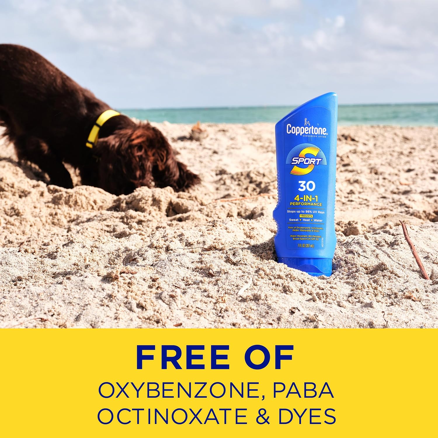 Coppertone SPORT Sunscreen Lotion SPF 30, 7 FL OZ | Sunscreen Lotion with Vitamin E, Sweat, Heat and Water Resistant, PABA, Oxybenzone, Octinoxate, Paraben and Dye Free