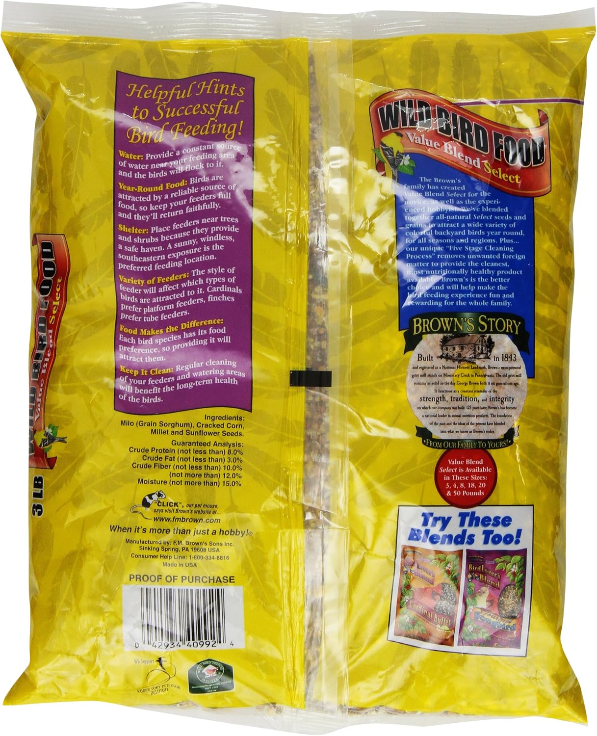F.M. Brown's Wild Bird Food, 3-Pound, Value Blend Select