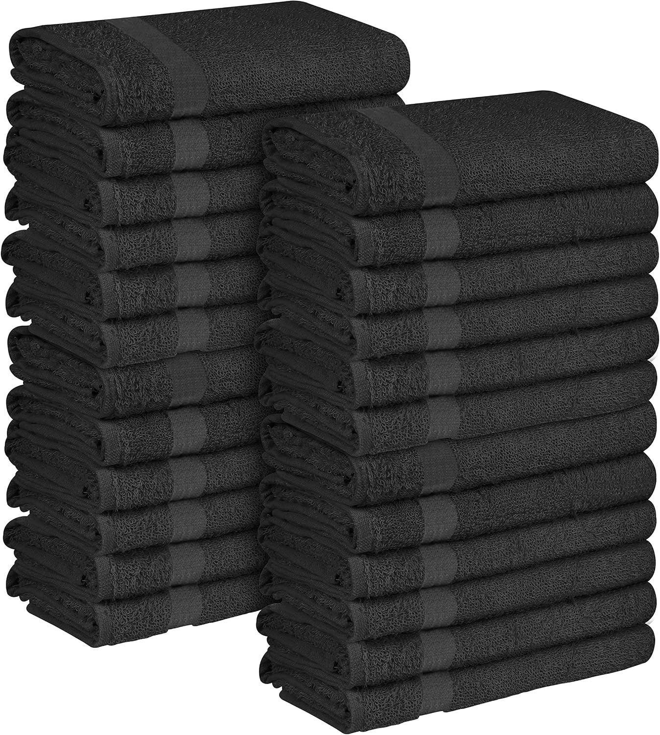 ZOYER Cotton Salon Towels - Gym Towel - Hand Towel - (24 Pack, Black) Not Bleach Proof -15 inches x 25 inches - Ring Spun-Cotton