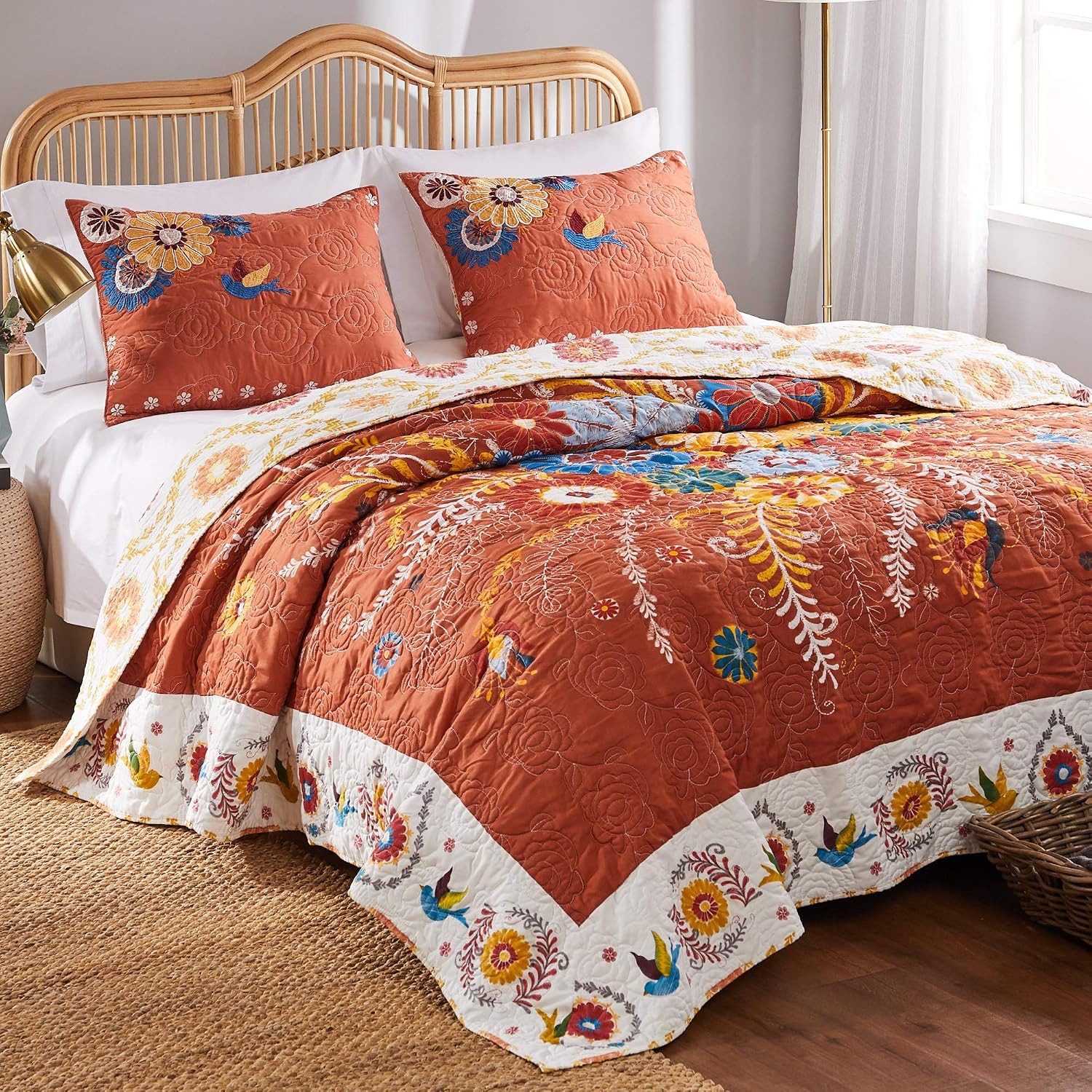 Greenland Home Barefoot Bungalow Topanga Quilt Set, 3-Piece Full/Queen, Multi