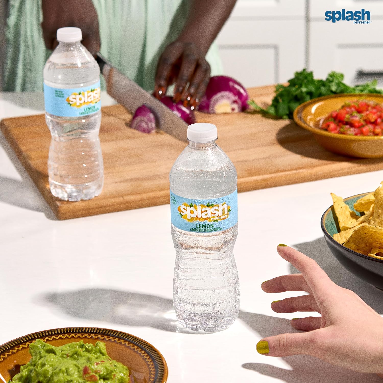 SPLASH REFRESHER Flavored Water Bottles, Lemon - 6 Pack | Refreshing Flavored Bottled Water with Electrolytes - Zero Sugar & Zero Calories - 16.9 Fl Oz