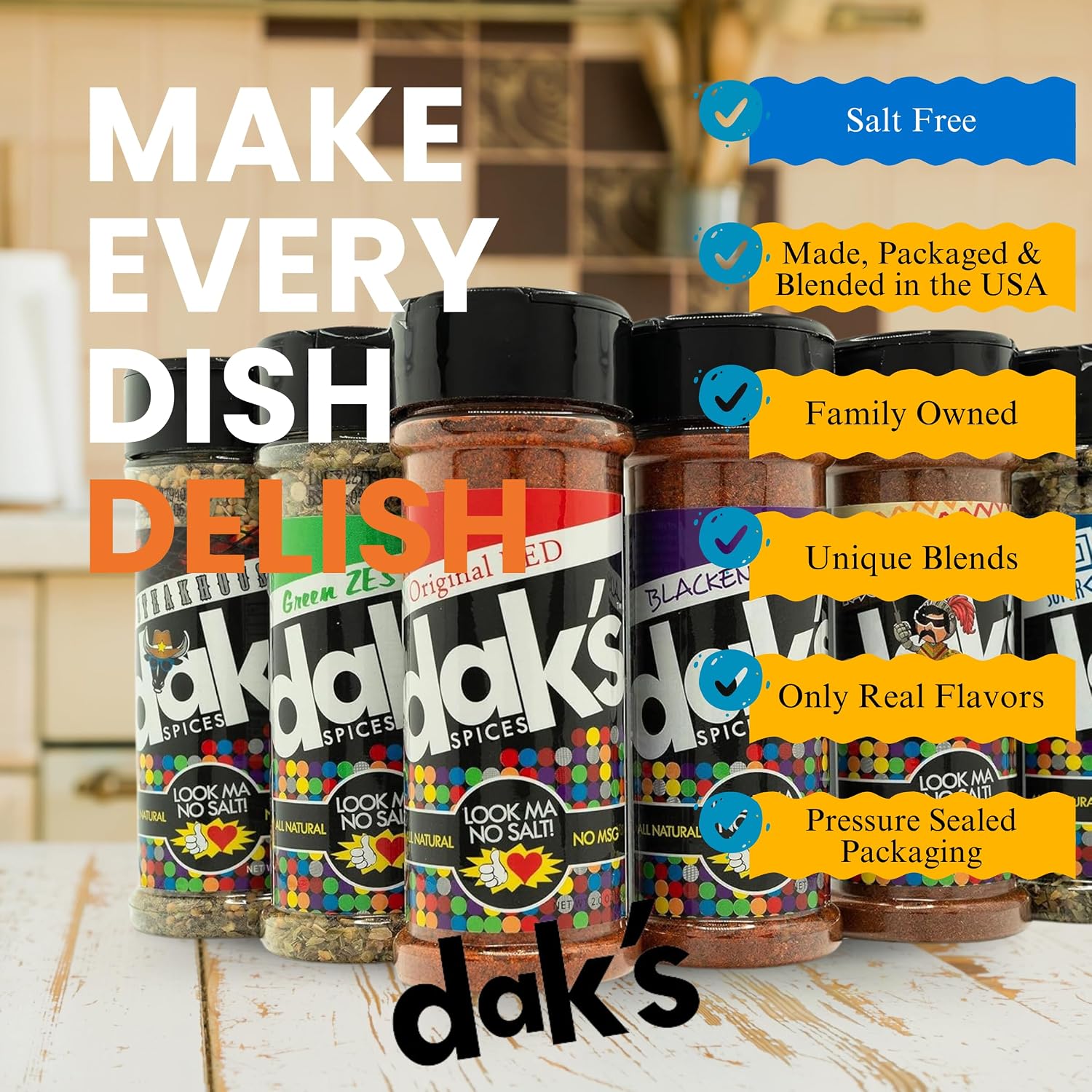 DAK's Spices 6 Pack Seasoning Blends | 100% Salt Free Spices | Premium & Healthy Seasoning | MSG Free, Preservative Free