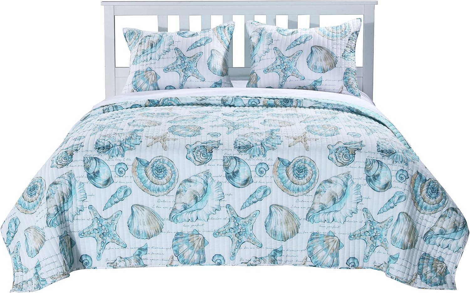 Greenland Home Fashions Ultra-Soft, Reversible, Brushed Microfiber Quilt Set, 3-Piece Full/Queen, Misty Bloom