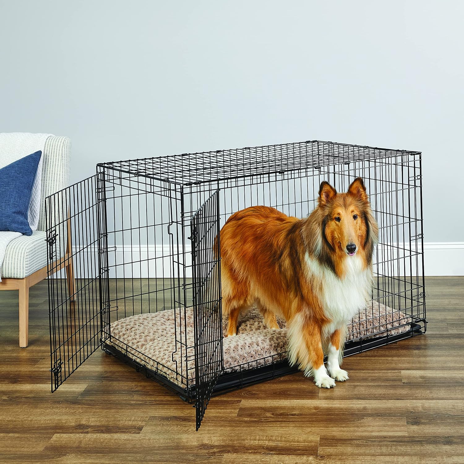 Midwest Homes for Pets 24-Inch New World Crate for Small Breeds, 12-20 lbs, Double Door Folding Dog Crate, Leak-Proof Tray & Secure Latches, Portable, Durable & Easy to Assemble