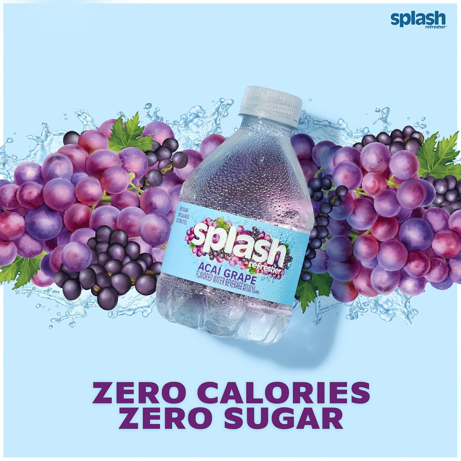 SPLASH REFRESHER Flavored Water Bottles, Mandarin Orange - 6 Pack | Refreshing Flavored Bottled Water with Electrolytes - Zero Sugar & Zero Calories - 16.9 Fl Oz