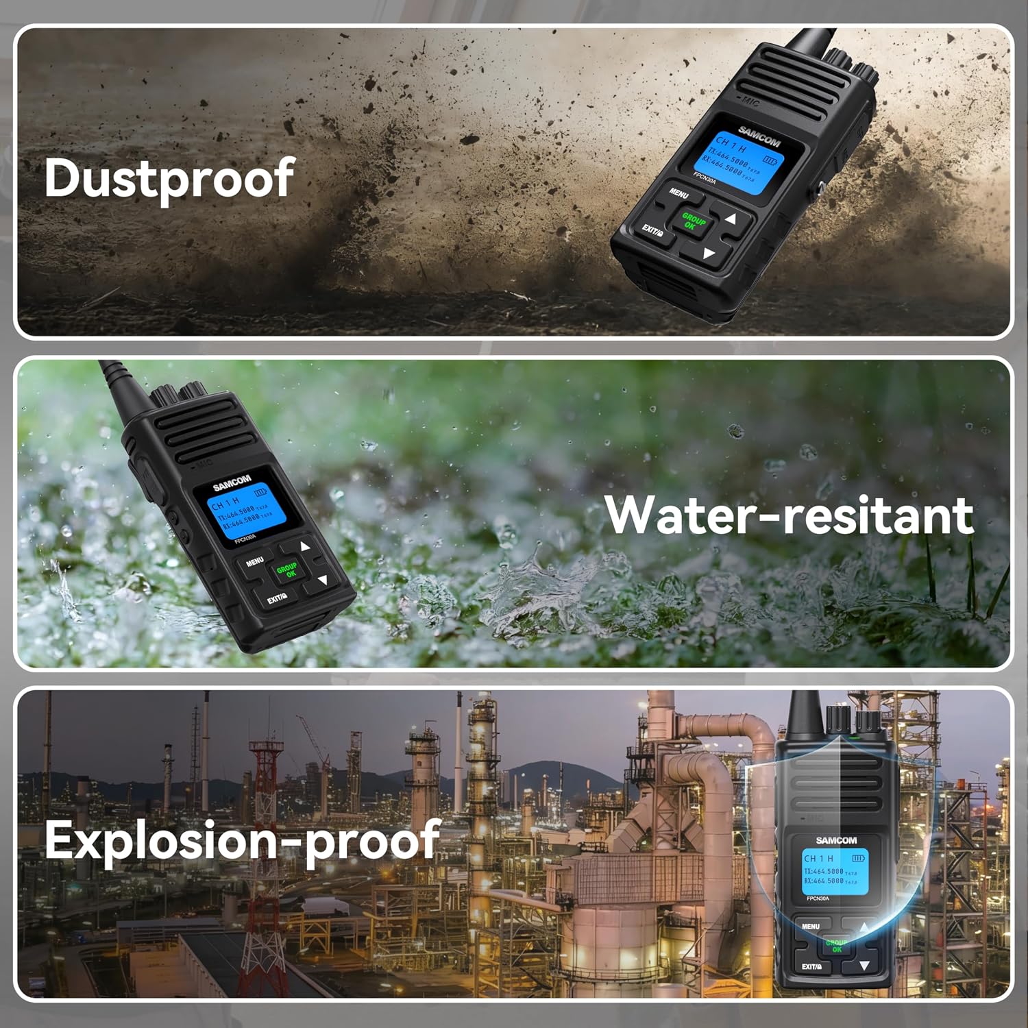 SAMCOM FPCN30A Two Way Radios Long Range 5 Watts Walkie Talkies for Adults Rechargeable 2 Way Radios UHF Handheld Business Group Call Radio 1500mAh