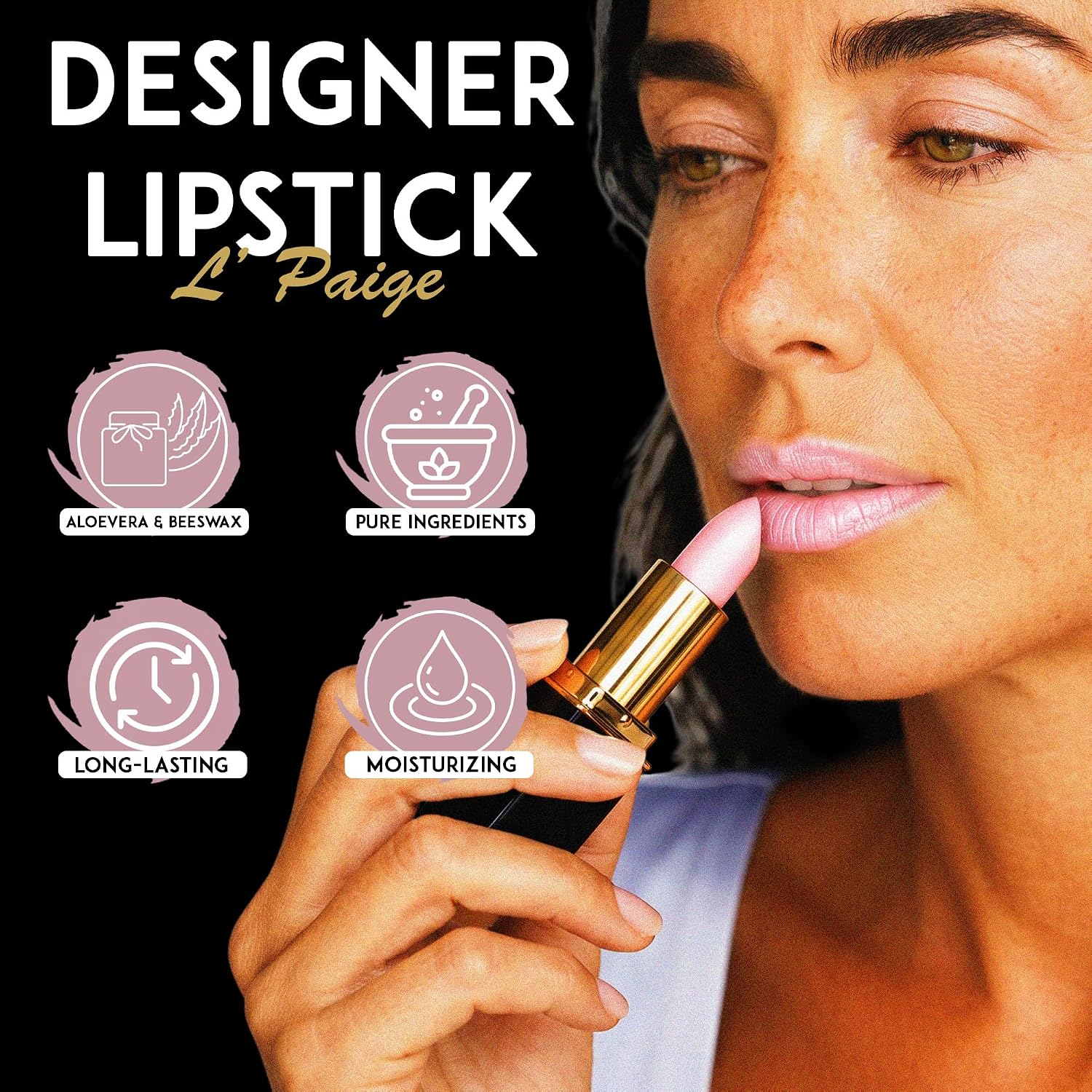 L’Paige Rosy Pearl Lipstick | Sheer Neutral Rose Lip Color | Aloe Vera Moisturizing Formula | Long-Lasting Hydrating Finish | Soft Silvery Pink Shade L56