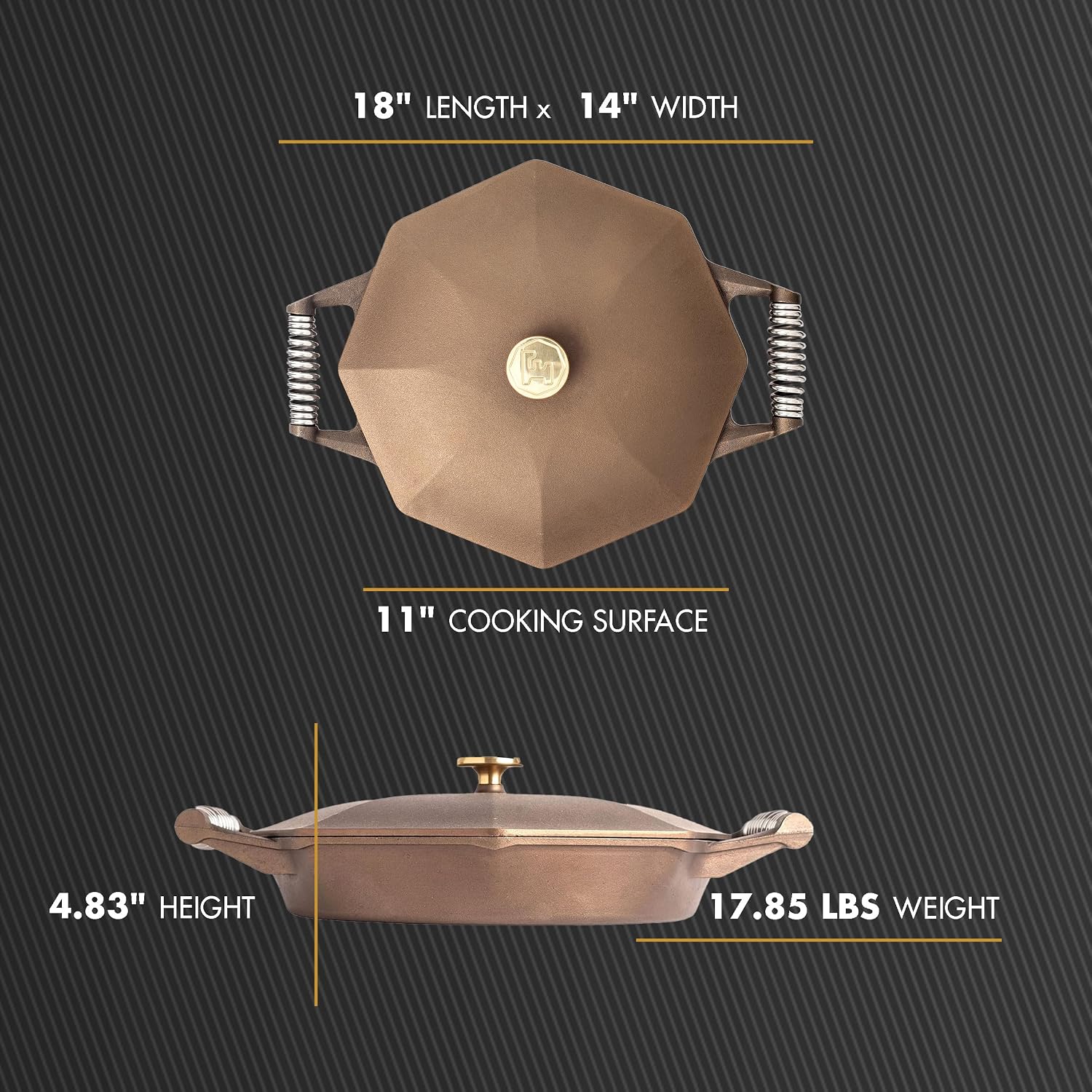 FINEX 12" Cast Iron Skillet with Lid, Versatile Cast Iron Pan, Cooking Pan Enhances Food Taste, Non-Stick Skillet, Modern Heirloom, Pre-Seasoned with Flaxseed Oil