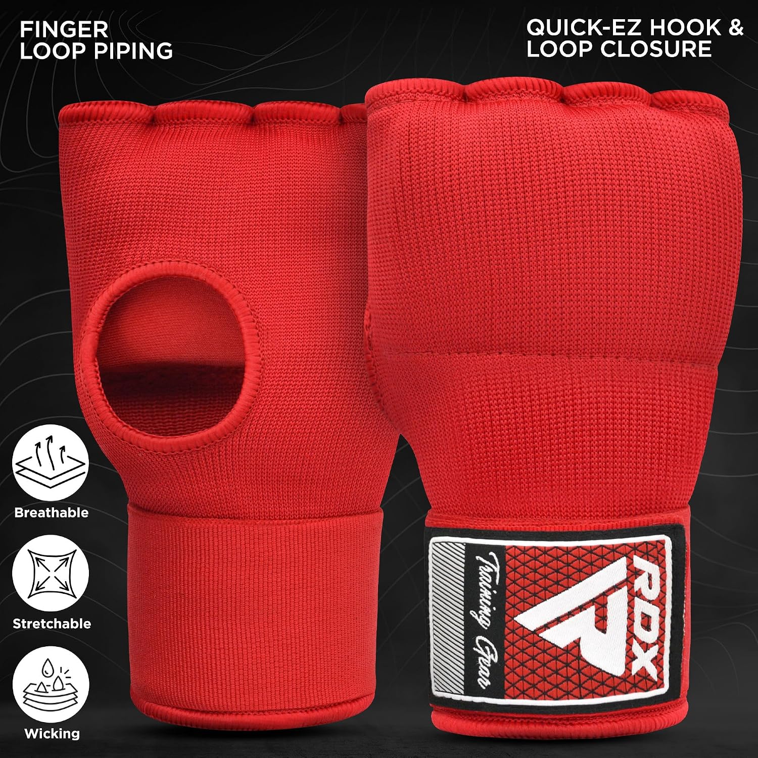 RDX Gel Boxing Hand Wraps Inner Gloves Men Women, Quick 100cm Long Wrist Straps, Elasticated Padded Fist Under Mitts Protection, Muay Thai MMA Kickboxing Martial Arts