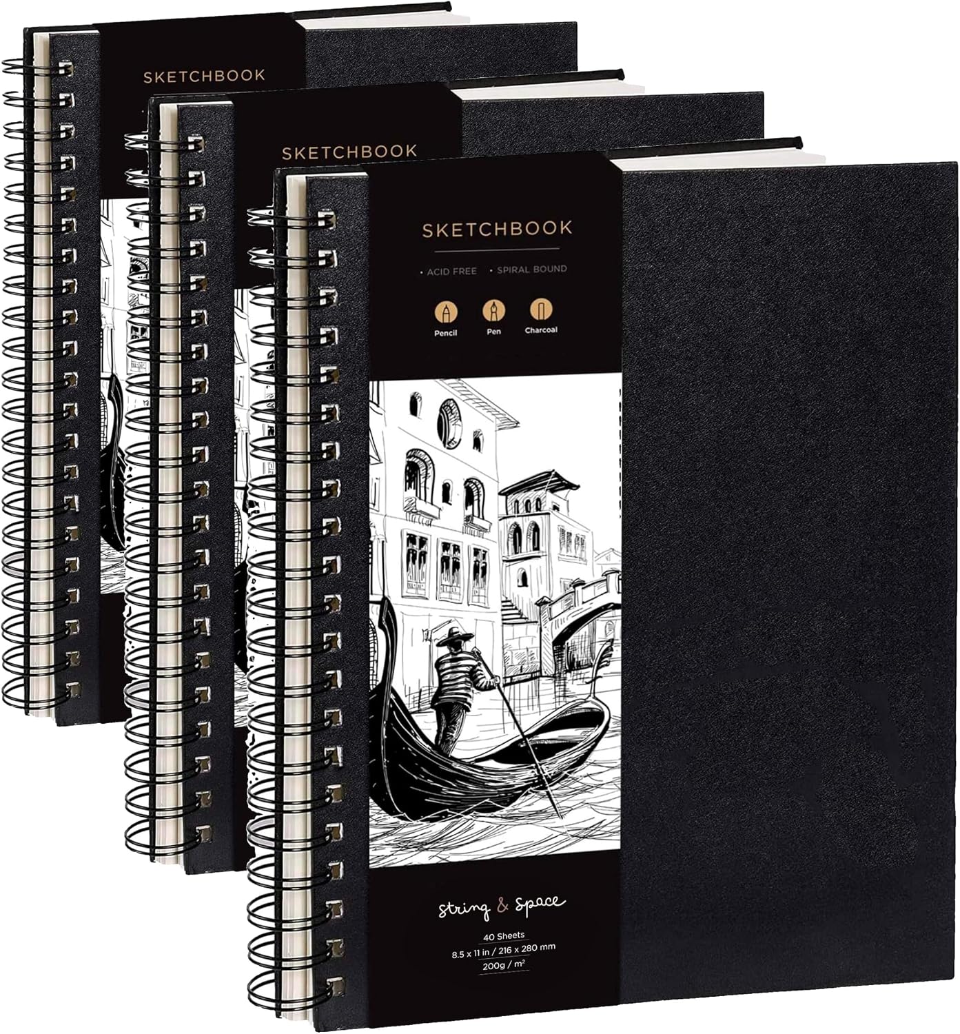 Artist’s Sketchbook Hardcover – 200GSM Very Thick Paper – Large, Spiral Sketch Book for Drawing and Mixed Media – Sketch Pad