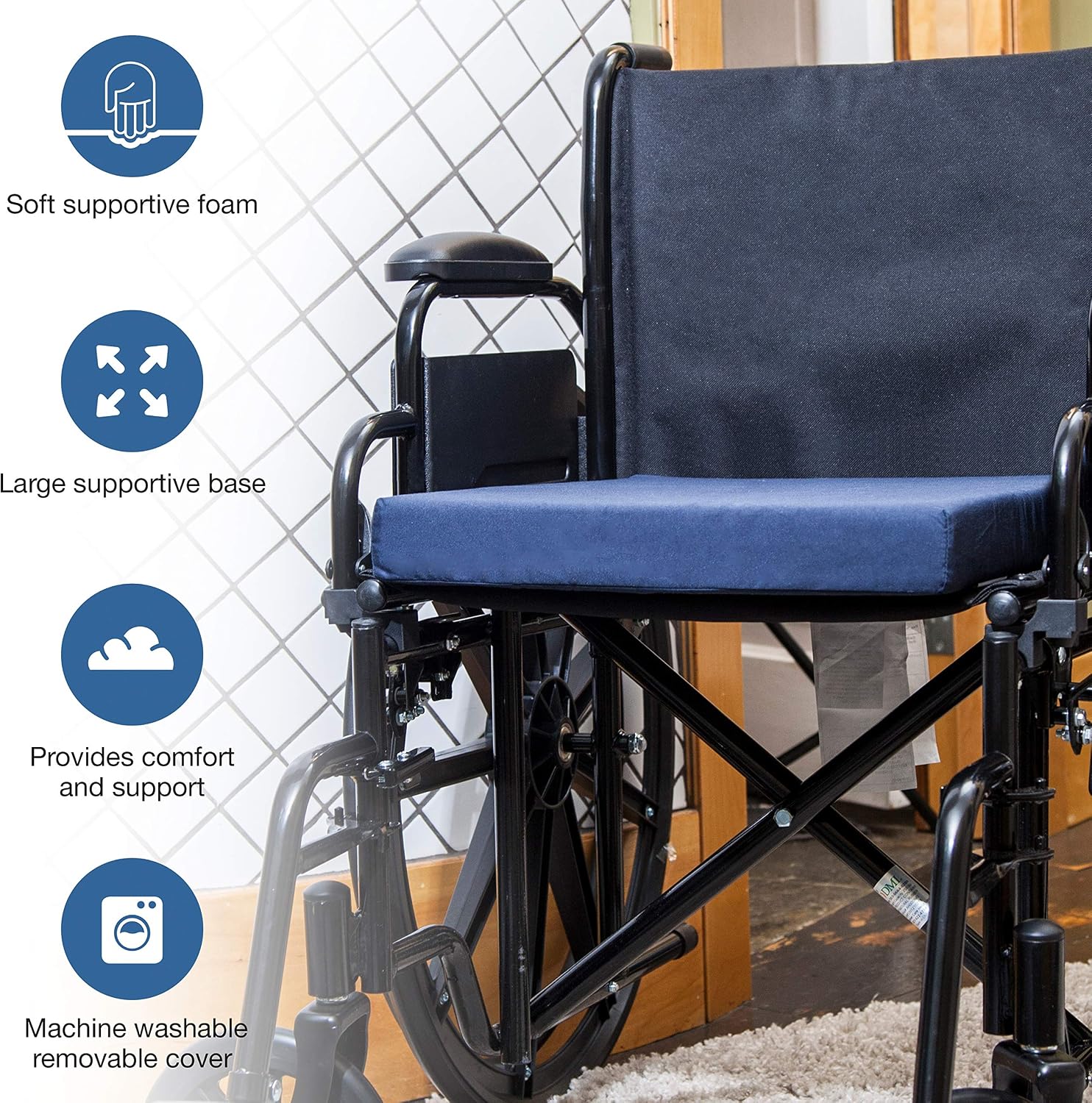 DMI Seat and Chair Cushion for Office Chairs, Wheelchairs, Scooters, Kitchen Chairs or Car Seats, FSA HSA Eligible, for Support and Height while Reducing Stress on Back, Tailbone or Sciatica