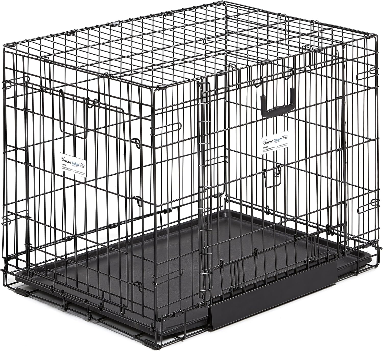 MidWest Homes for Pets Medium Ovation Double Door 30-inch Folding Metal Dog Crate, Front and Up & Away Side Doors, Space-Saving Design