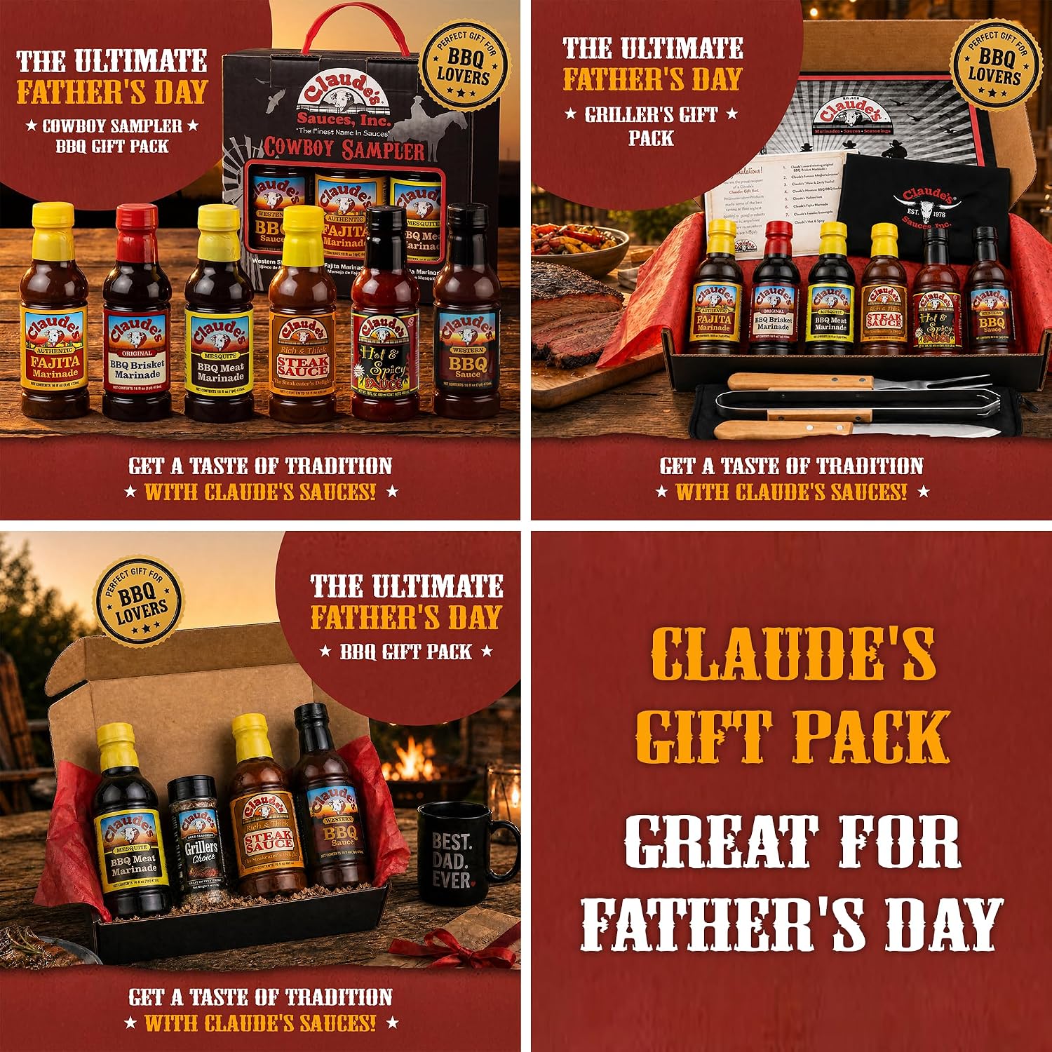 Claude's BBQ Brisket Marinade Sauce, Gluten Free Texas Style, 128 oz | Restaurant-size gallon of smoky Texas tenderizing brisket marinade - all natural & gluten free.