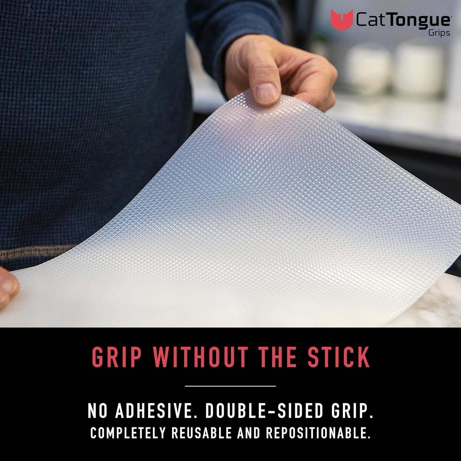 CatTongue Grips 8"x12" Non-Slip Grip Pad, Non-Adhesive, Black, 1-Pk