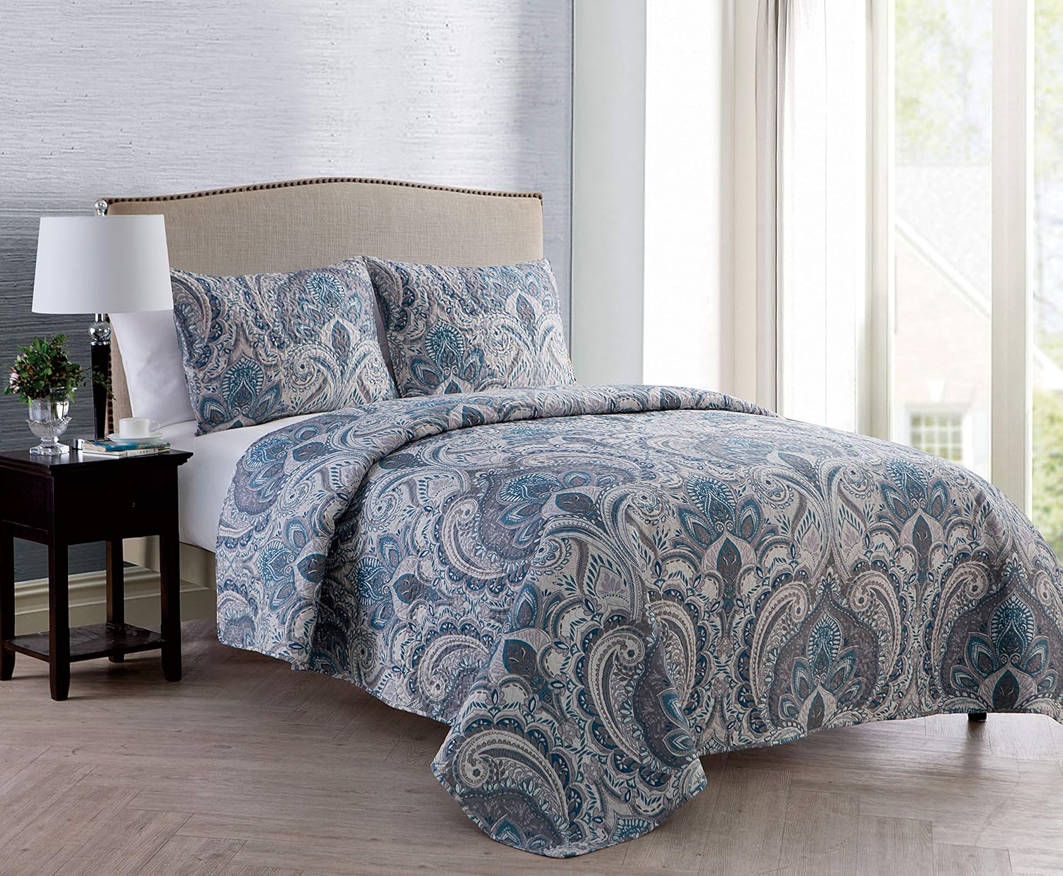 VCNY Home Lawrence 3-Piece Bedding Set, Queen/Full, Blue