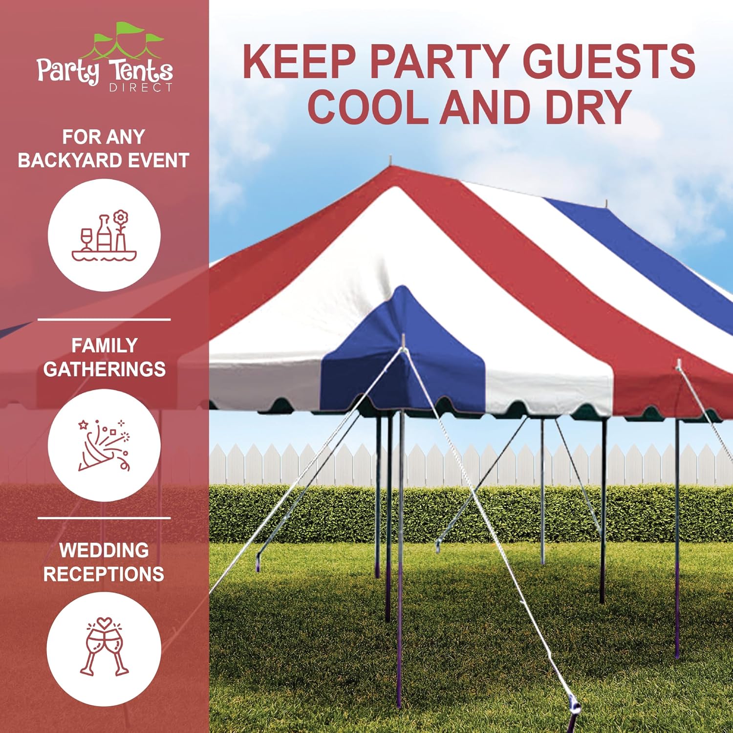 20’ x 20’ Weekender Canopy Pole Tent, Indoor and Outdoor Heavy Duty Easy Up, 80 Person Capacity Tent for Parties, Weddings, and Events, Commercial and Residential Use, PVC White Top | Easy Up Weekender Canopy Tent With 80 Person Capacity - Outdoor Canopi…