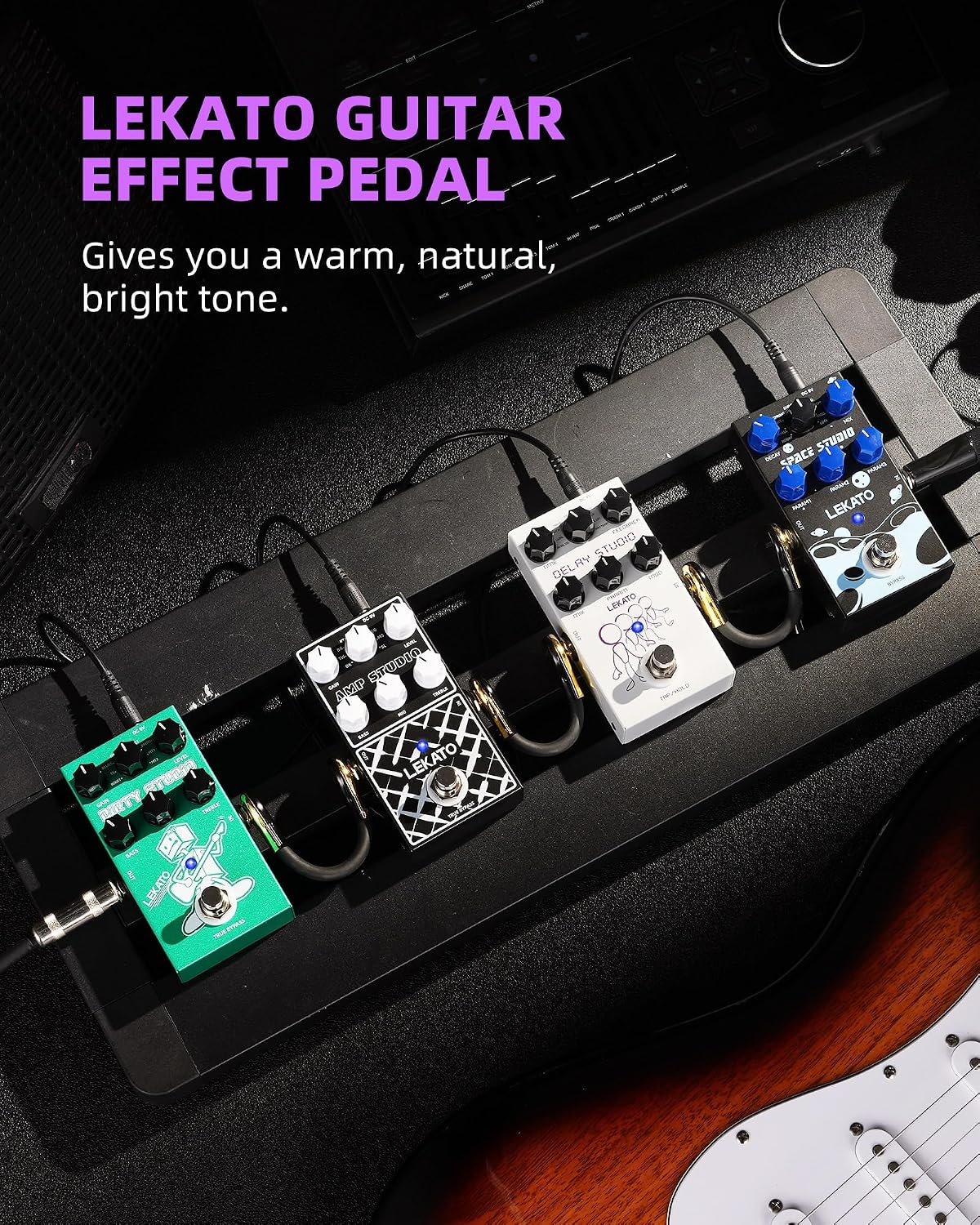 LEKATO Looper Guitar Pedal Guitar Loop Pedal Tuner Pedal 9 Loops 40 Minutes Record Time Unlimited Overdubs for Electric Guitar Bass (Black)