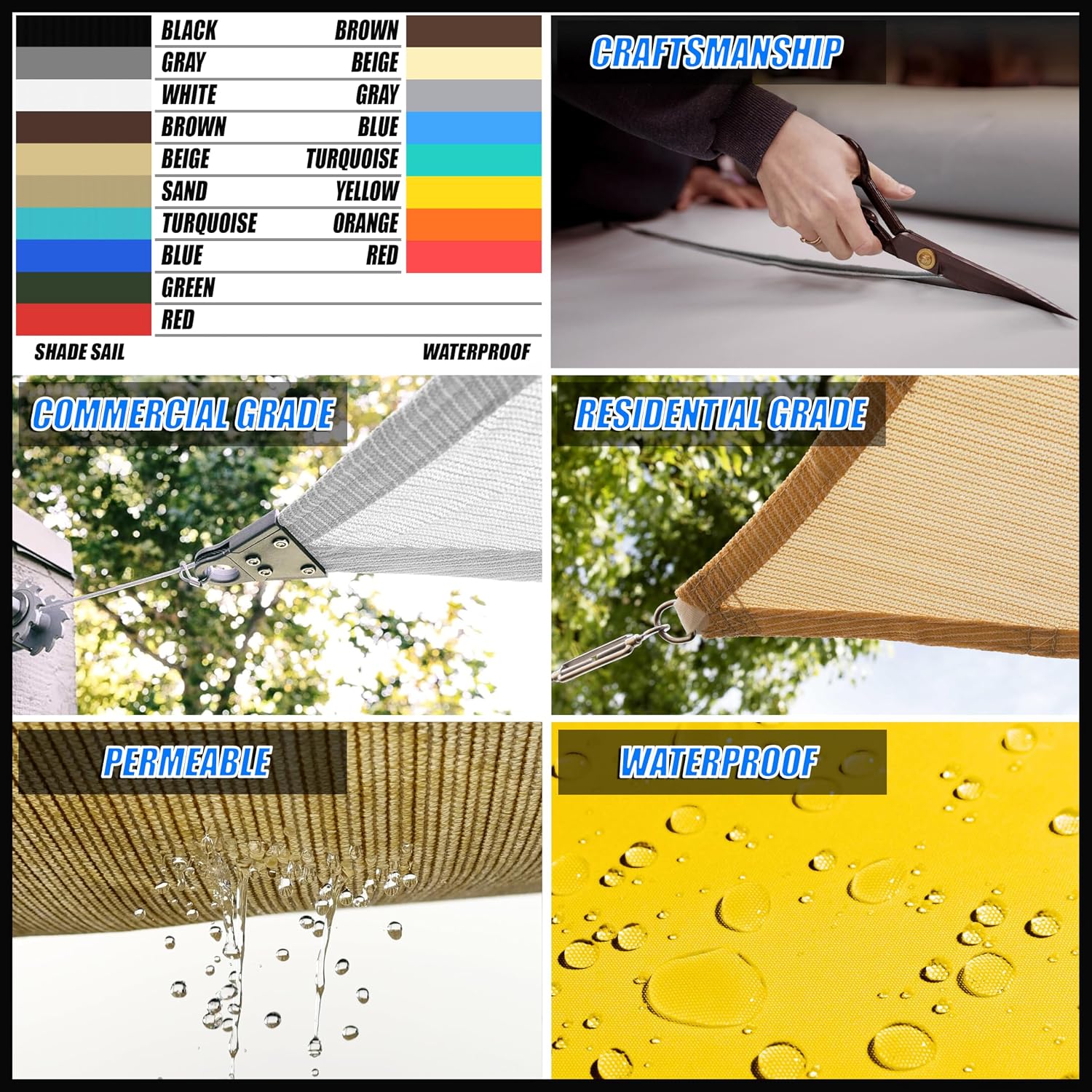 Royal Shade 20' x 22' Sand Beige Rectangle Square Sun Shade Sail Order to Make RTAPR1013 Canopy, UPF50+ 95% UV Blockage