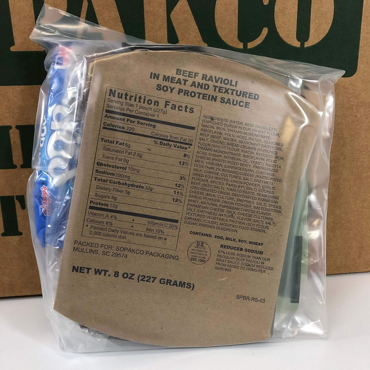 Sopakco MRE Meals Ready-to-Eat 14ct Case 10/20 Inspect Lot 7280 Reduced Sodium