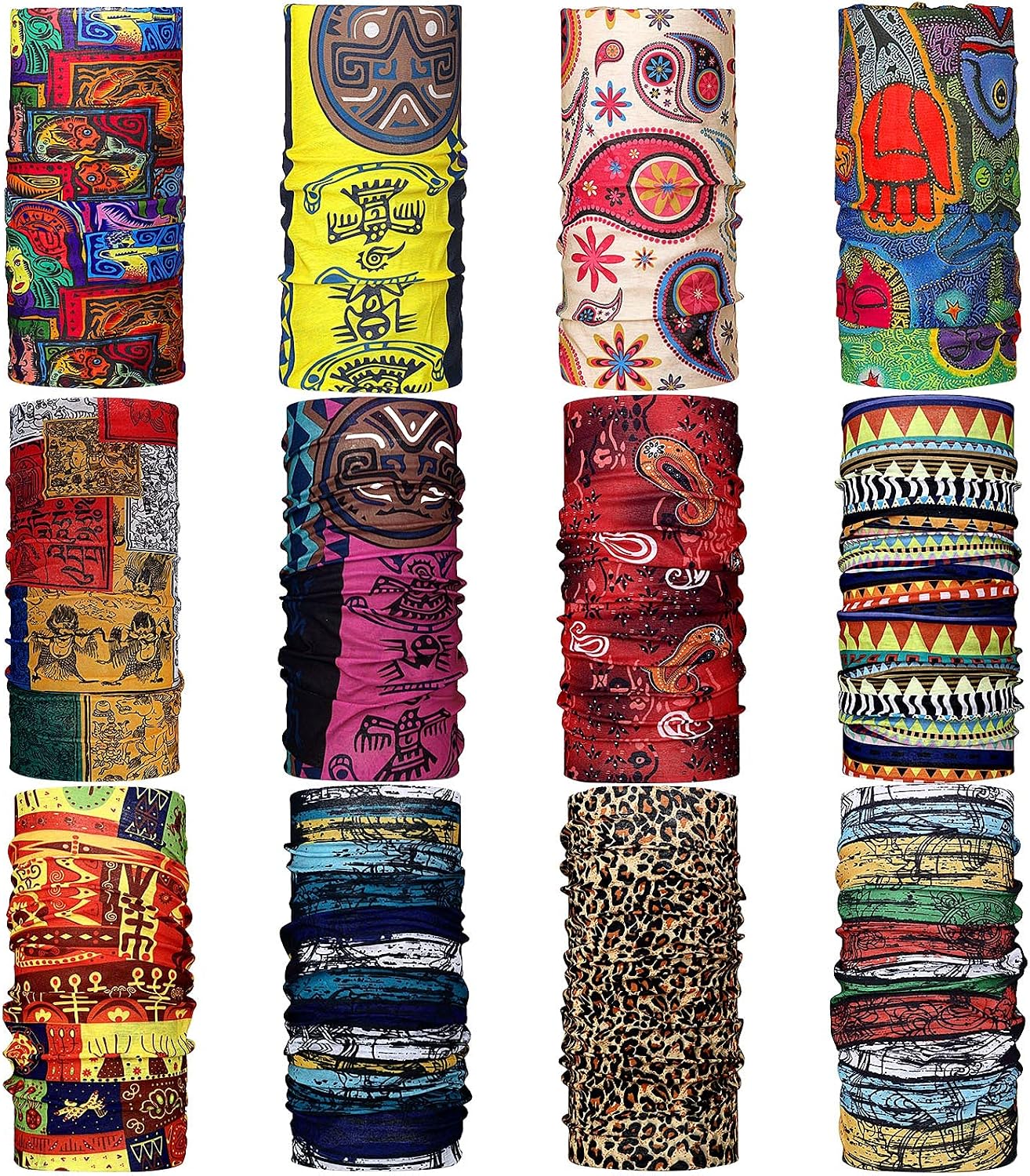 12 Pcs African Neck Gaiter Bandanas for Women