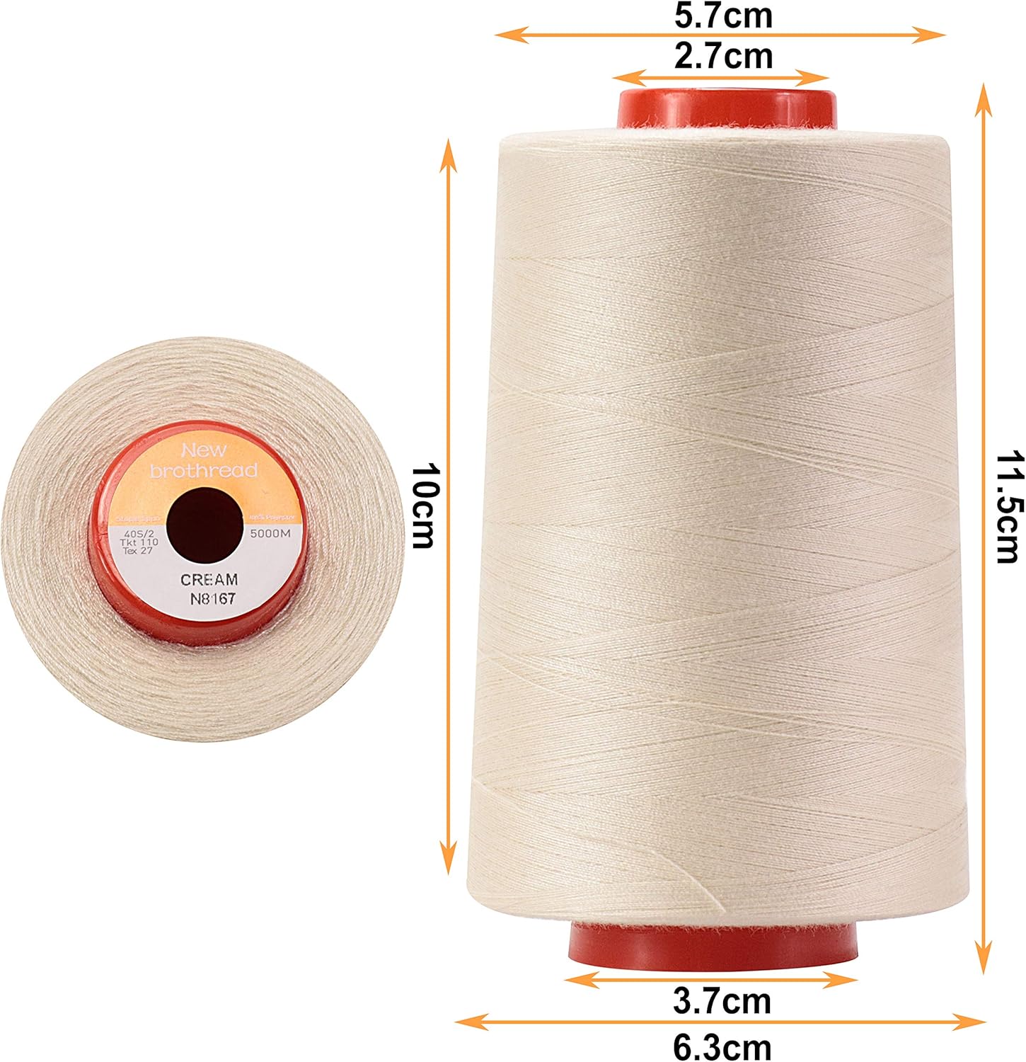 New brothread 4 Large Cones All Purpose Polyester Thread -Cream