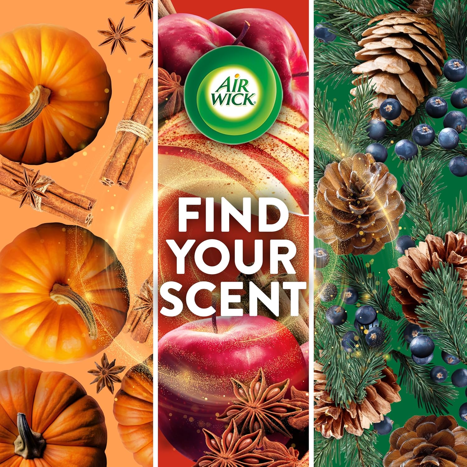 Air Wick Plug in Scented Oil Refill, Apple Cinnamon Medley, 5ct, Air Freshener, Essential Oils