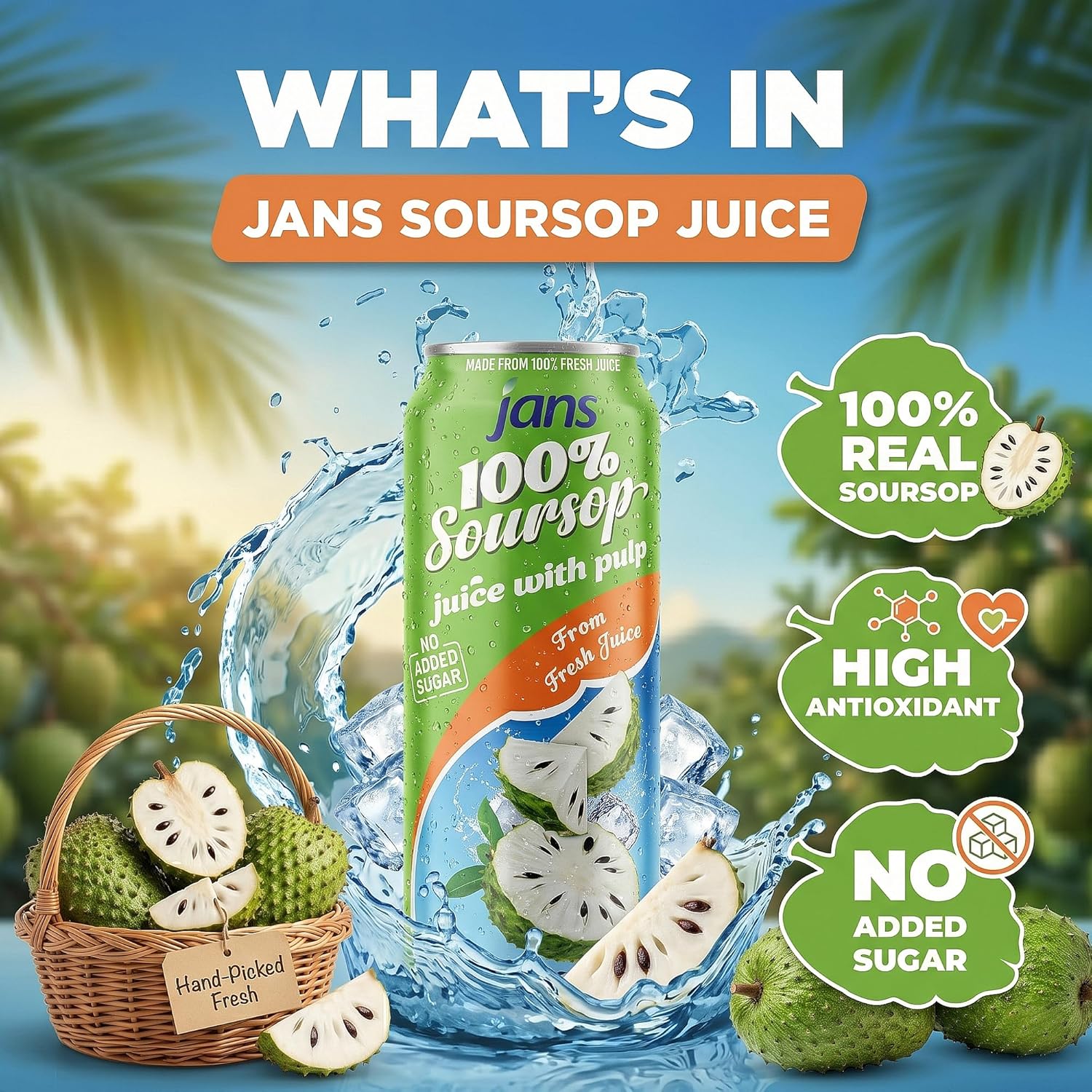 Jans 100% Coconut Water With Pulp, Unsweetened, 16.57 Fl Oz, Pack of 12