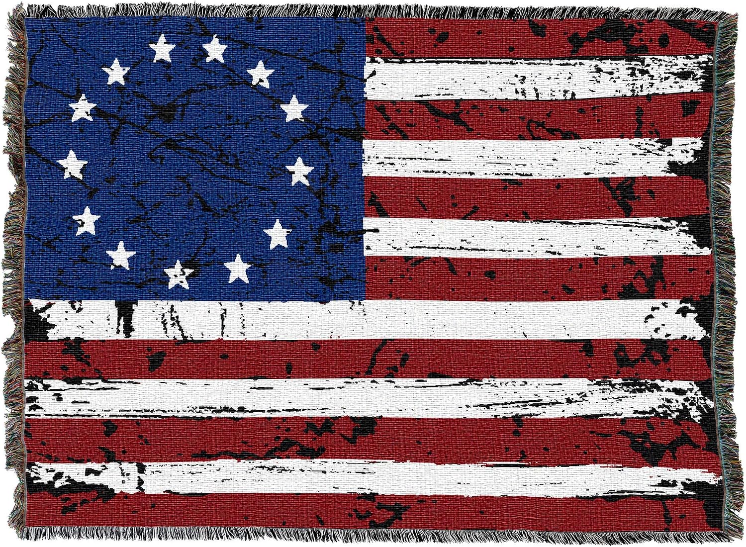 United States American Flag Blanket - Gift Soft Tapestry Throw Woven from Cotton - Made in The USA (69x48)