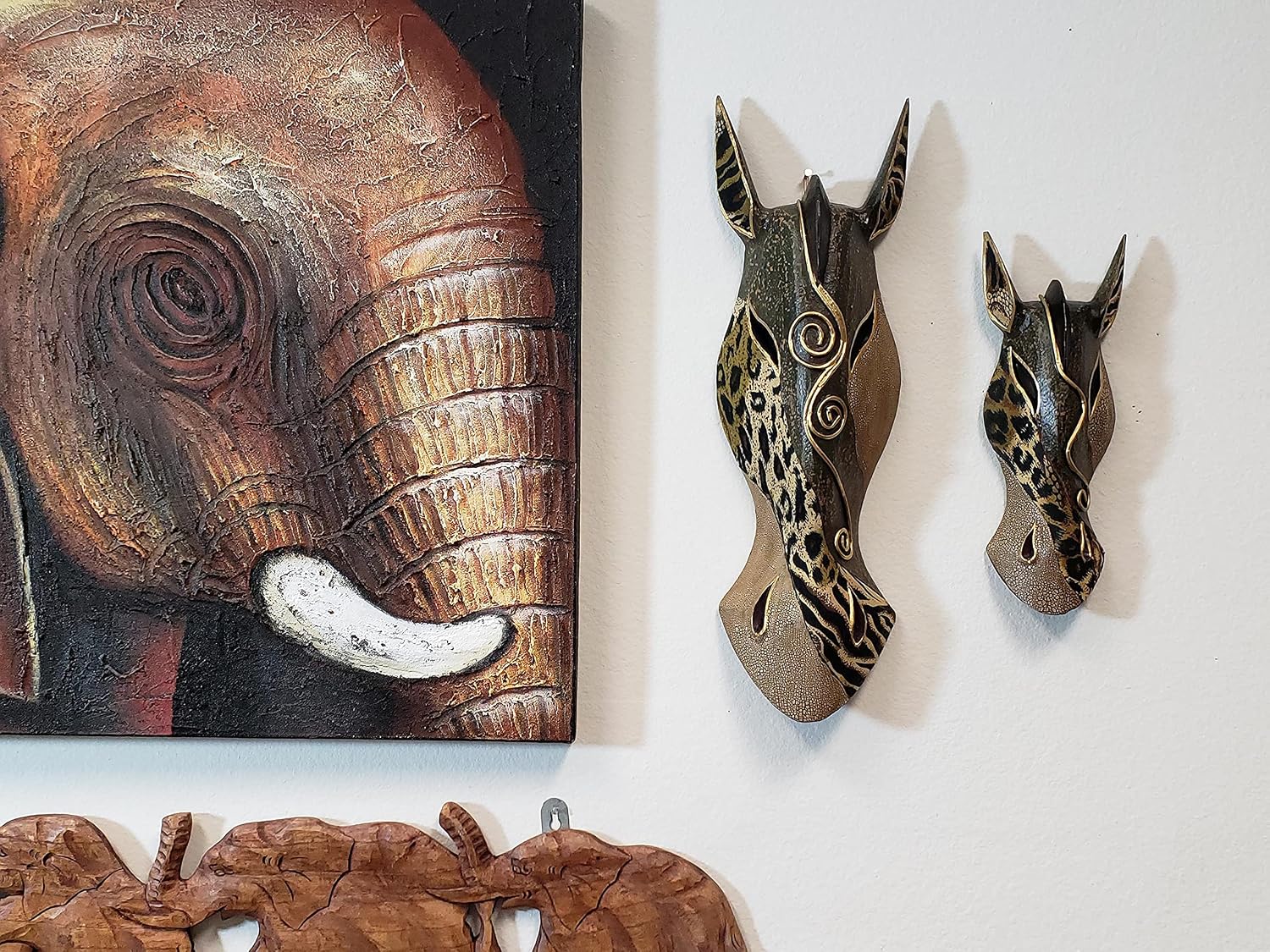 Giraffe Zebra Face Mask Wall Hanging Décor Hand Painted Patterns African Safari Style Decorative Accent Contemporary Variation An Awesome Gifting