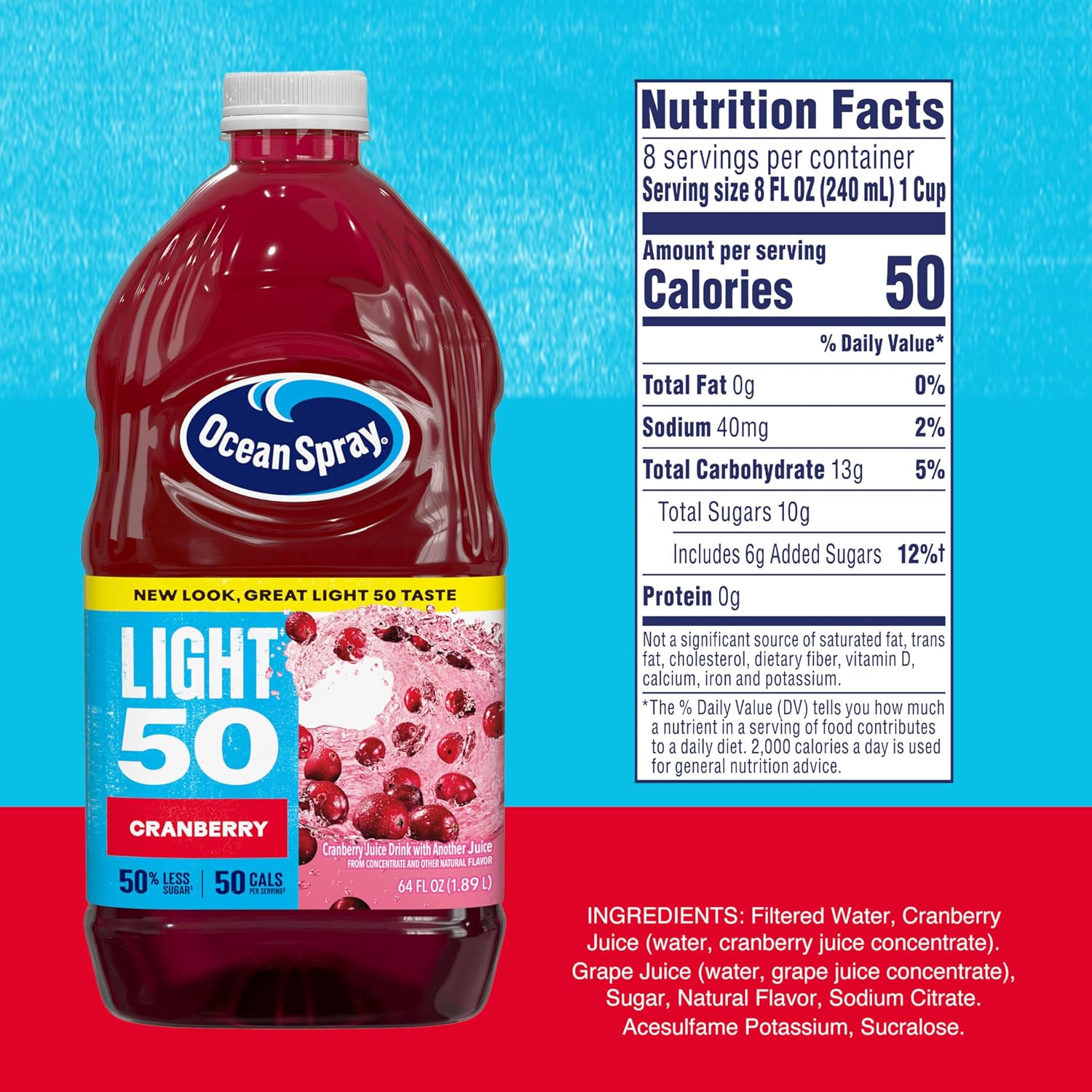 Ocean Spray® Cran50™ Cranberry Juice Drink, 64 Fl Oz Bottle (Pack of 1)