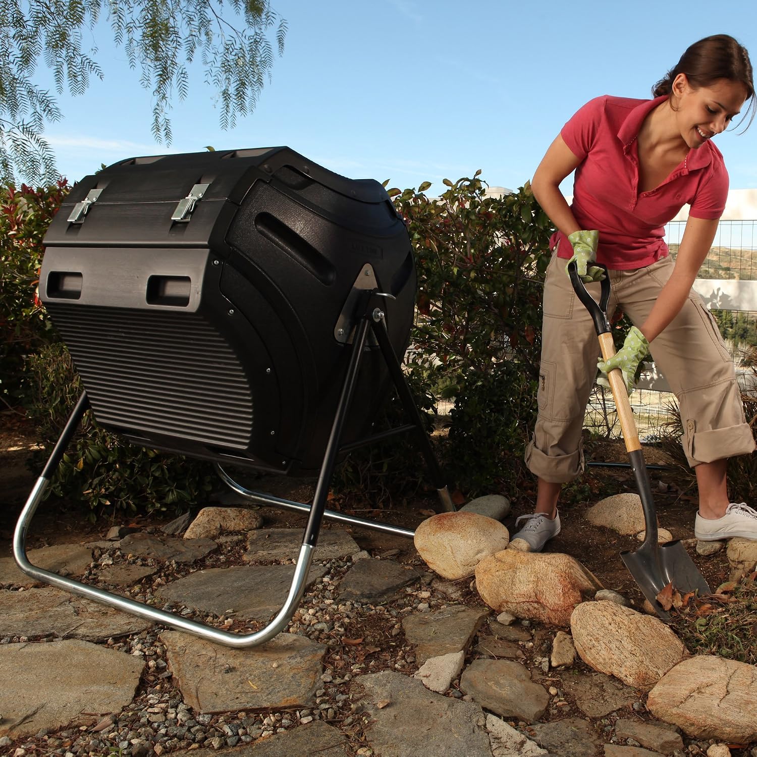 Lifetime 60058 Compost Tumbler, Black, 80-Gallon