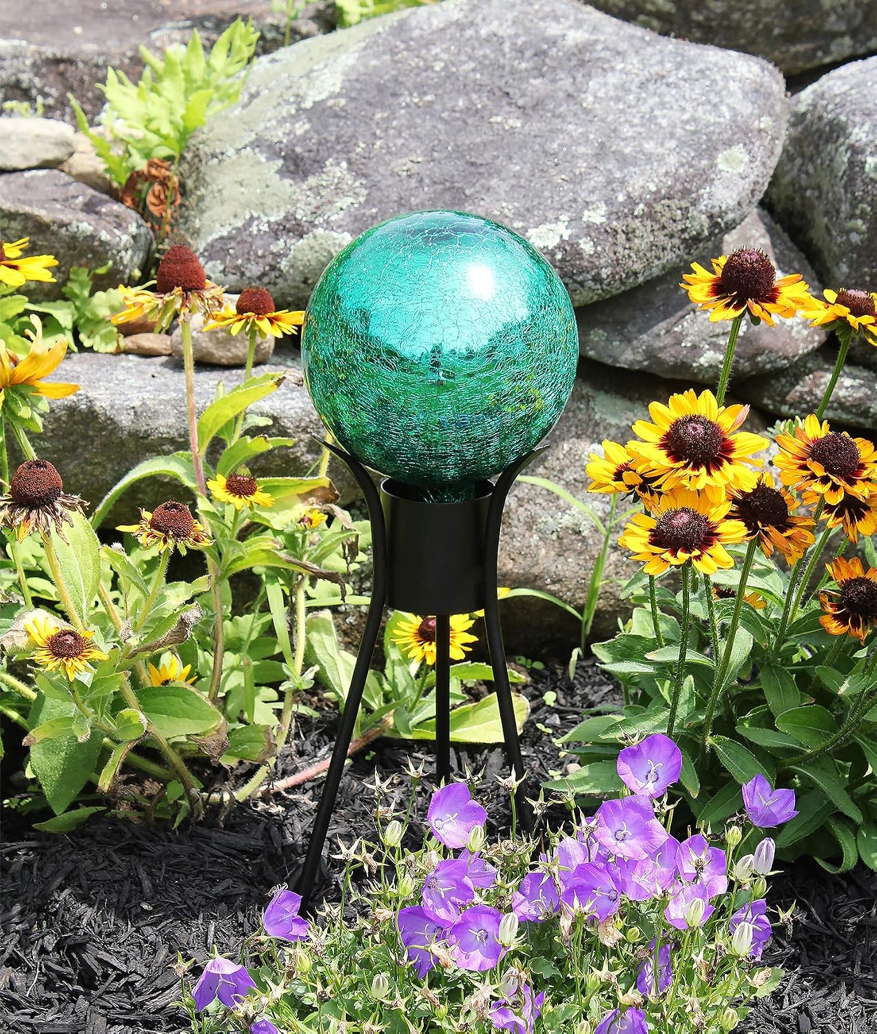 Achla Designs G10-FG-C Gazing, Fern Green 10 inch Glass Garden Globe Ball Sphere, 10