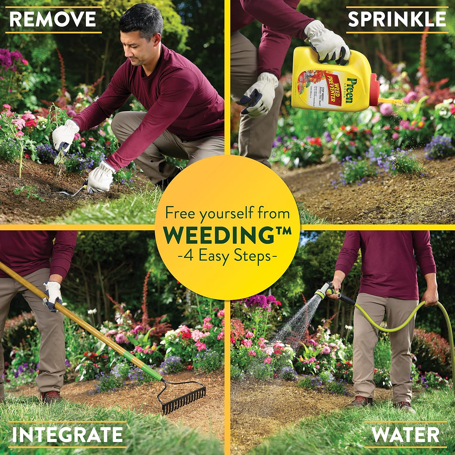 Preen Garden Weed Preventer 16 lb. Drum, Covers 2,560 sq. ft. | Pre Emergent Weed Control for Flower and Vegetable Gardens - Prevents weeds up to 3 months - Safe for use around 200 plants
