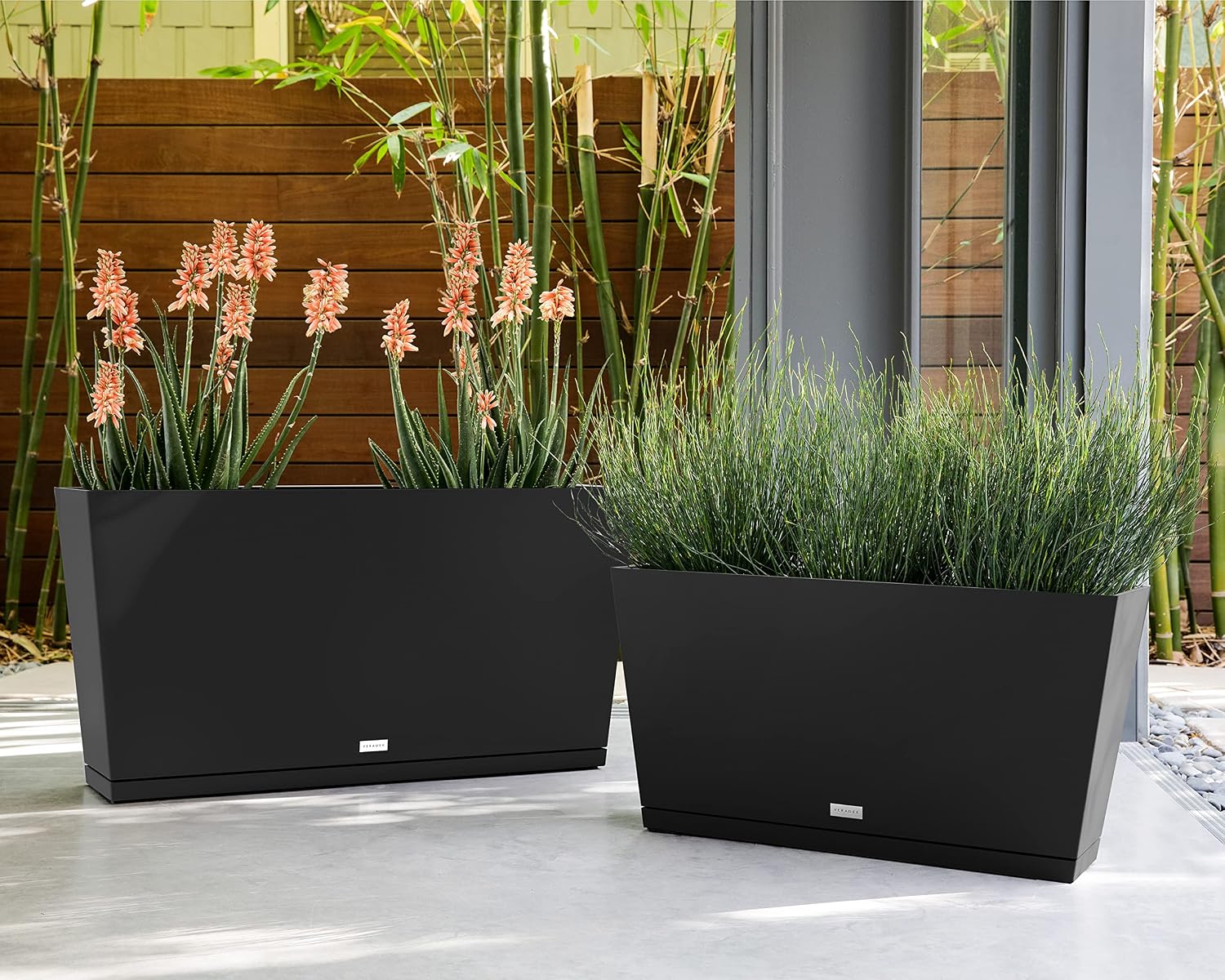 Veradek Pure Series Midori Planter - Wide Outdoor Planter | Made From Durable Plastic With Pre-Drilled Drainage Holes. Modern Porch/Patio Décor for Plants, Flowers and Herbs