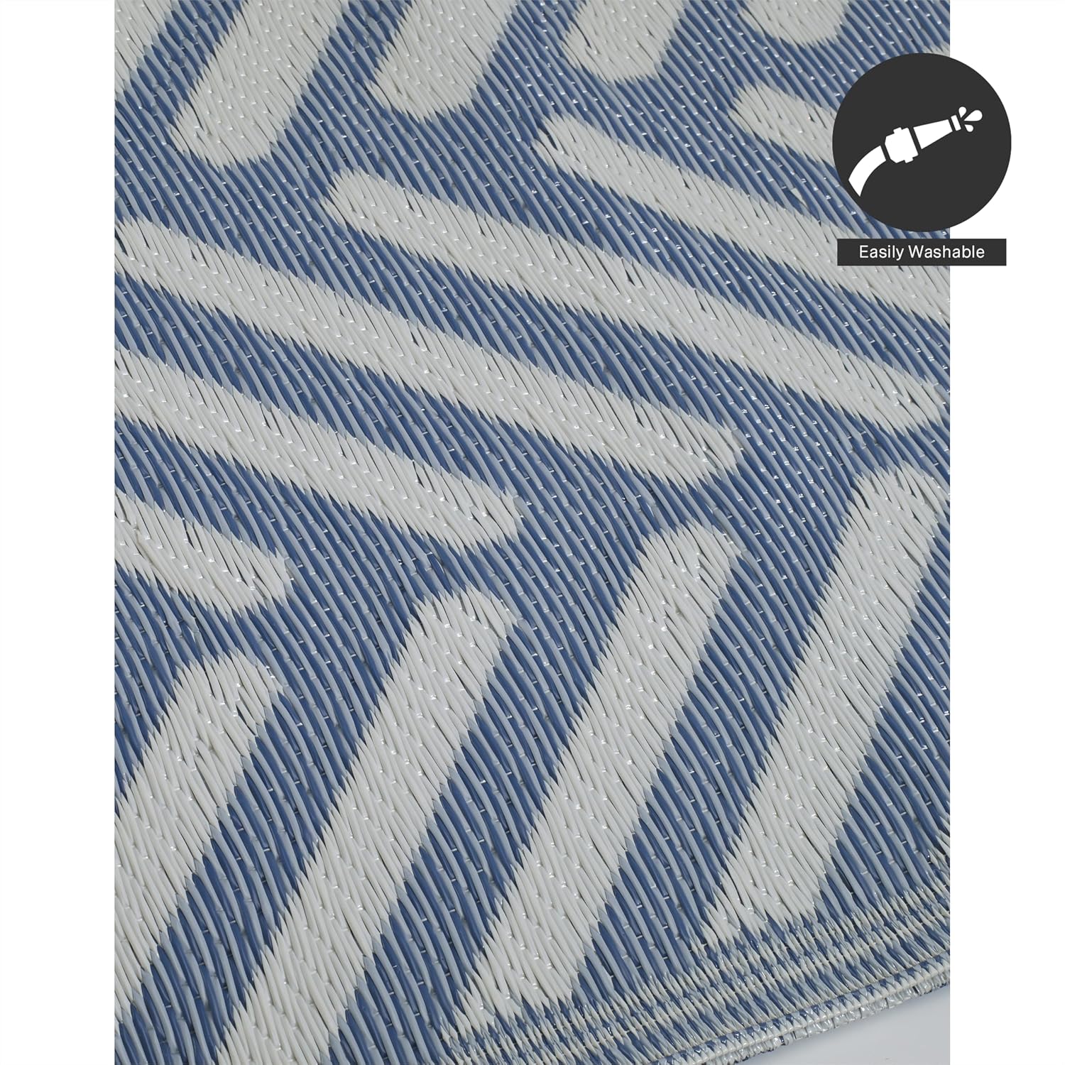 FH Home Outdoor Camping Rug - Waterproof, Fade Resistant, Reversible - Premium Recycled Plastic - Striped - Large Patio, Deck, Sunroom