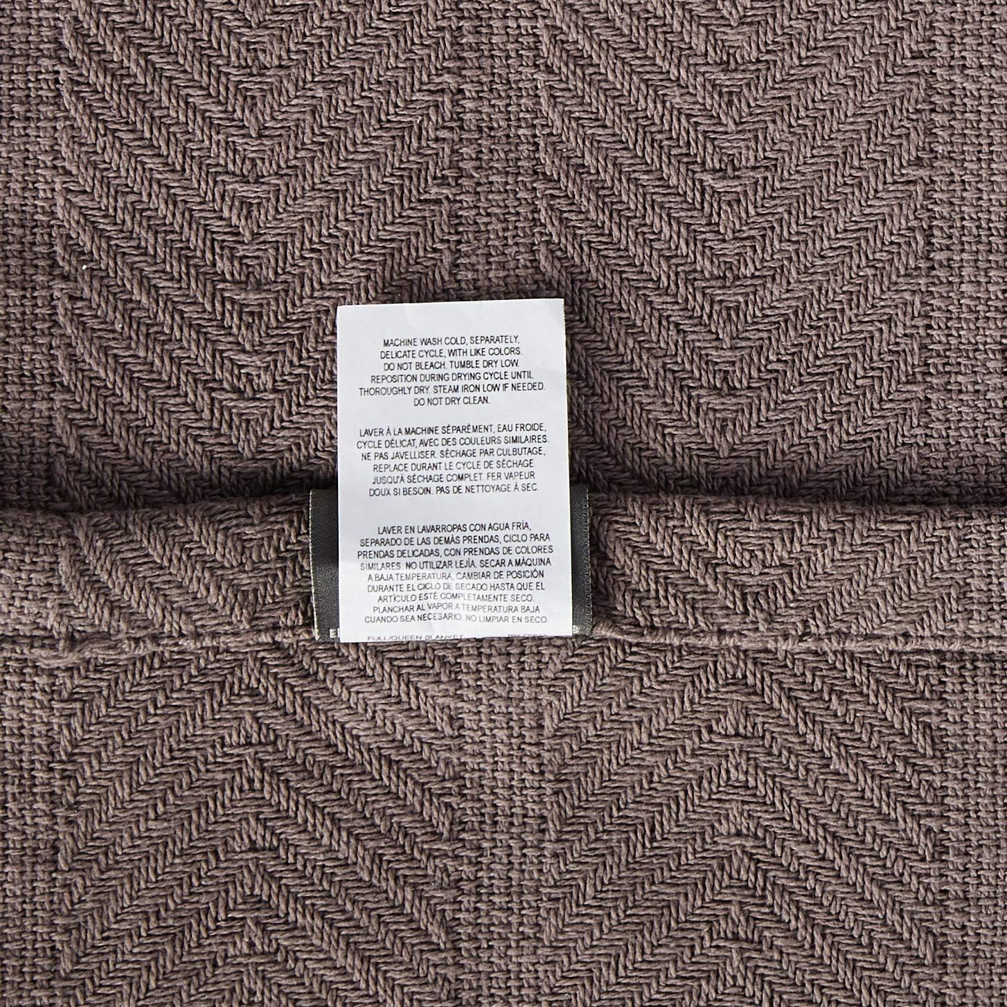 Eddie Bauer - Queen Size Blanket, 100% Soft Cotton Bed Blanket for Year Round Comfort, Throw Blanket for Couch or Bed (Herringbone Blue Stripe)