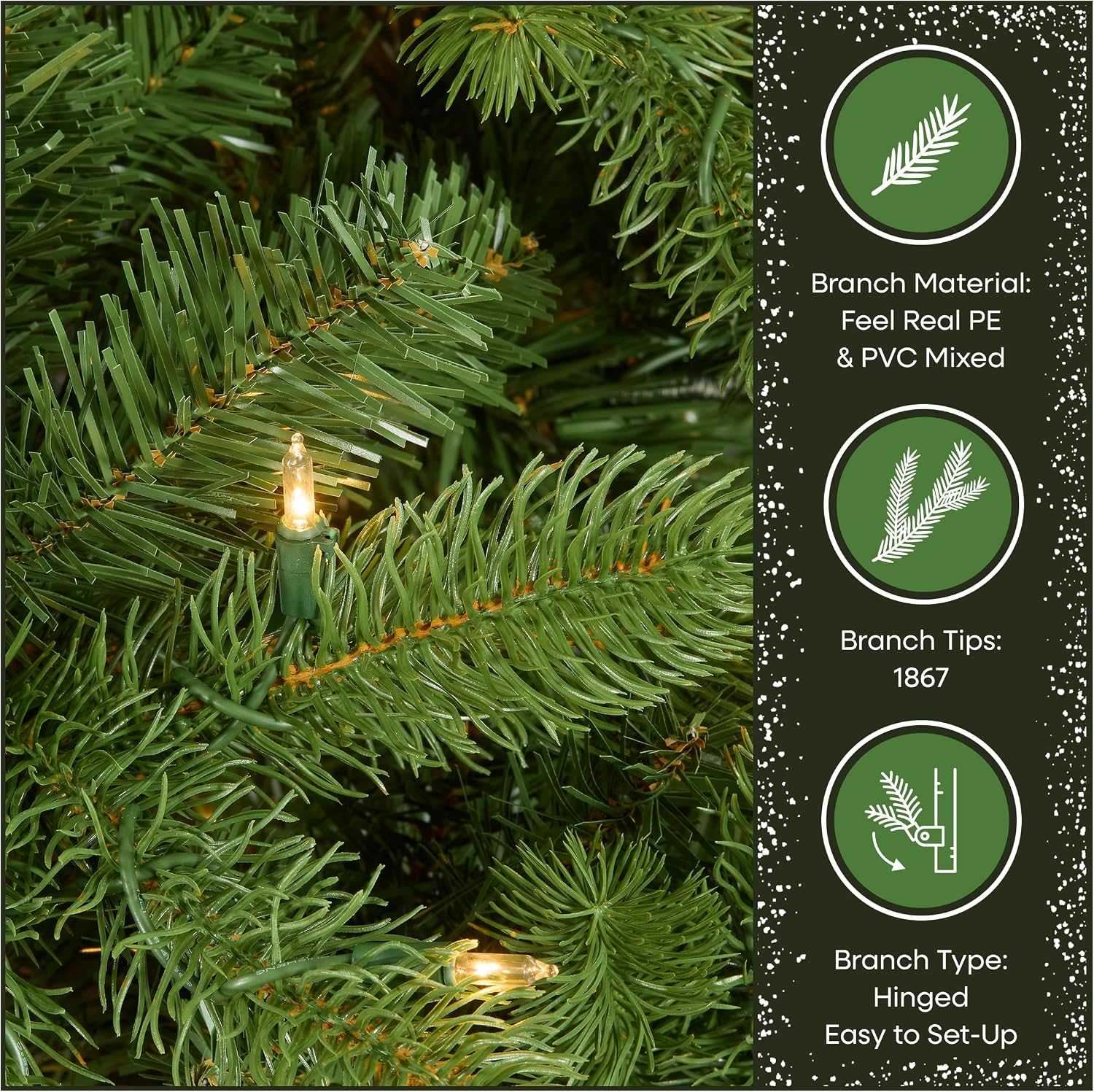 National Tree Company 7.5ft Pre-Lit Downswept Douglas Fir Christmas Tree | 750 Clear Lights, 1,867 Tips, Includes Stand, Artificial, Green